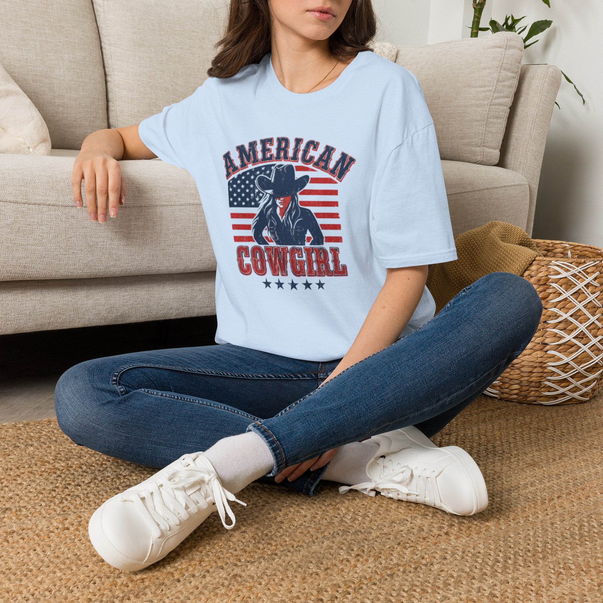 American Cowgirl T-Shirt — Vintage Flag Western Tee