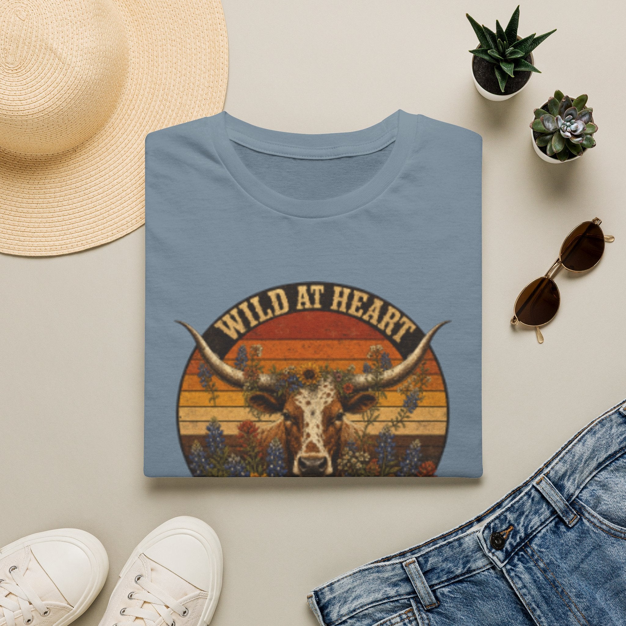 Wild At Heart Texas Born T-Shirt — Vintage Longhorn Graphic