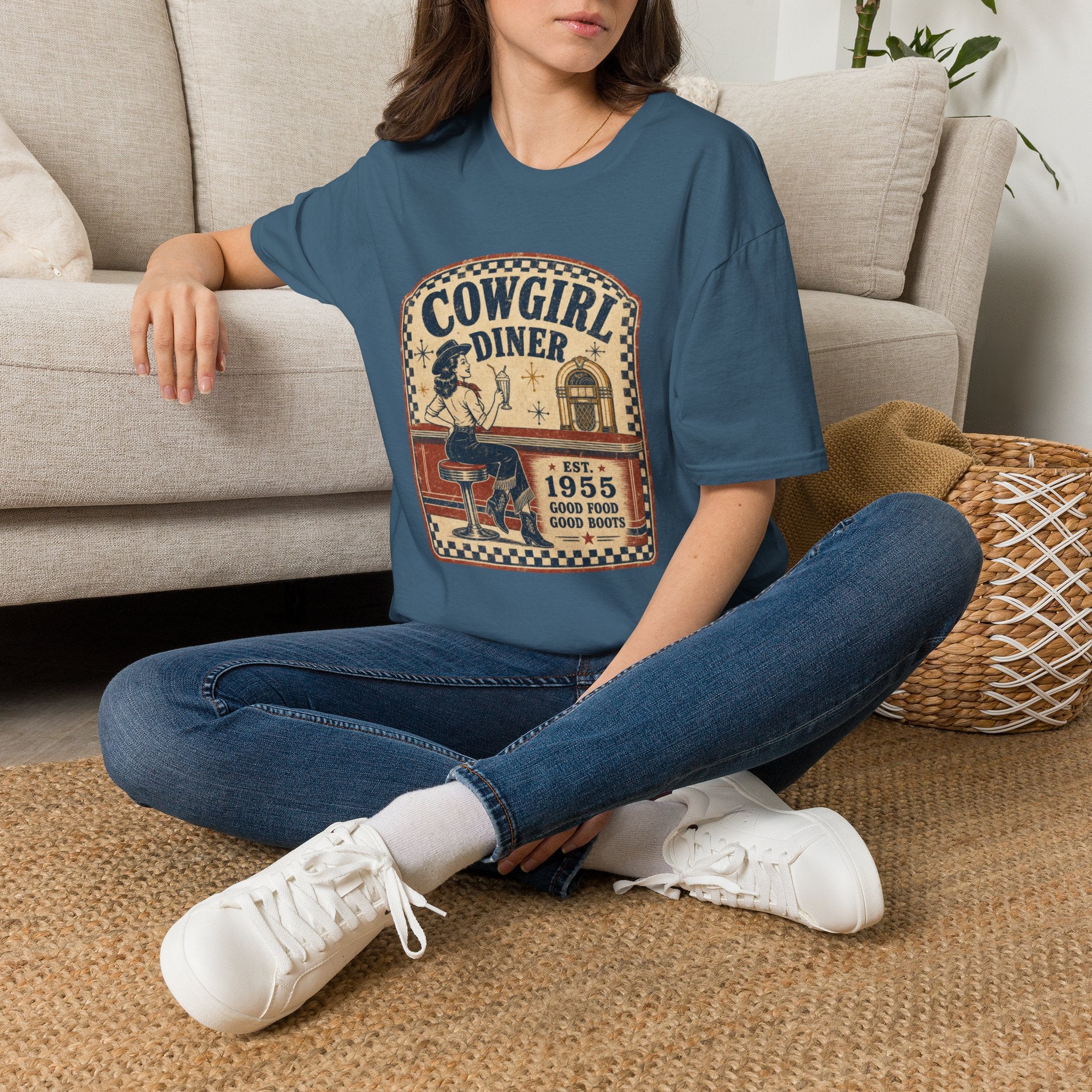 Cowgirl Diner Vintage Tee — Retro Western 'Cowgirl Diner' Graphic T-Shirt