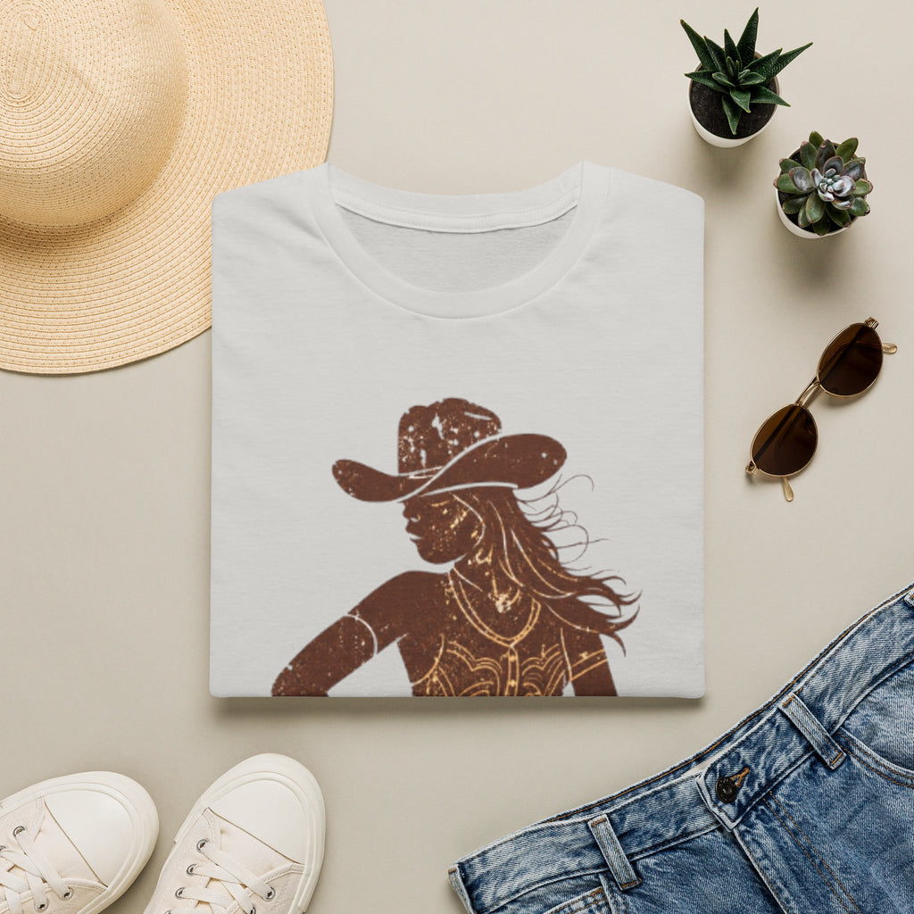 Cowgirl Silhouette T‑Shirt — Rustic Western Woman Graphic Tee