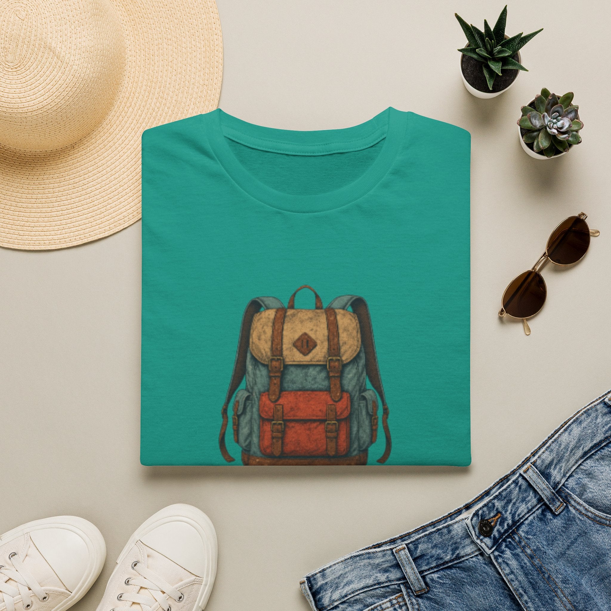 Adventure Backpack T‑Shirt — Vintage Camper Rucksack Graphic Tee