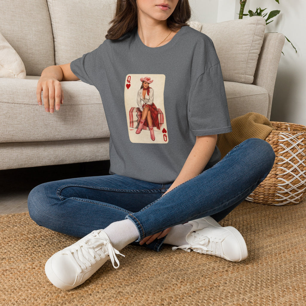 Queen of Hearts Cowboy T‑Shirt — Vintage Playing Card Western Graphic Tee