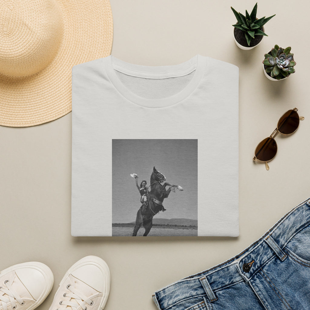 Vintage Rodeo Cowboy Photo T-Shirt — Black & White Western Graphic