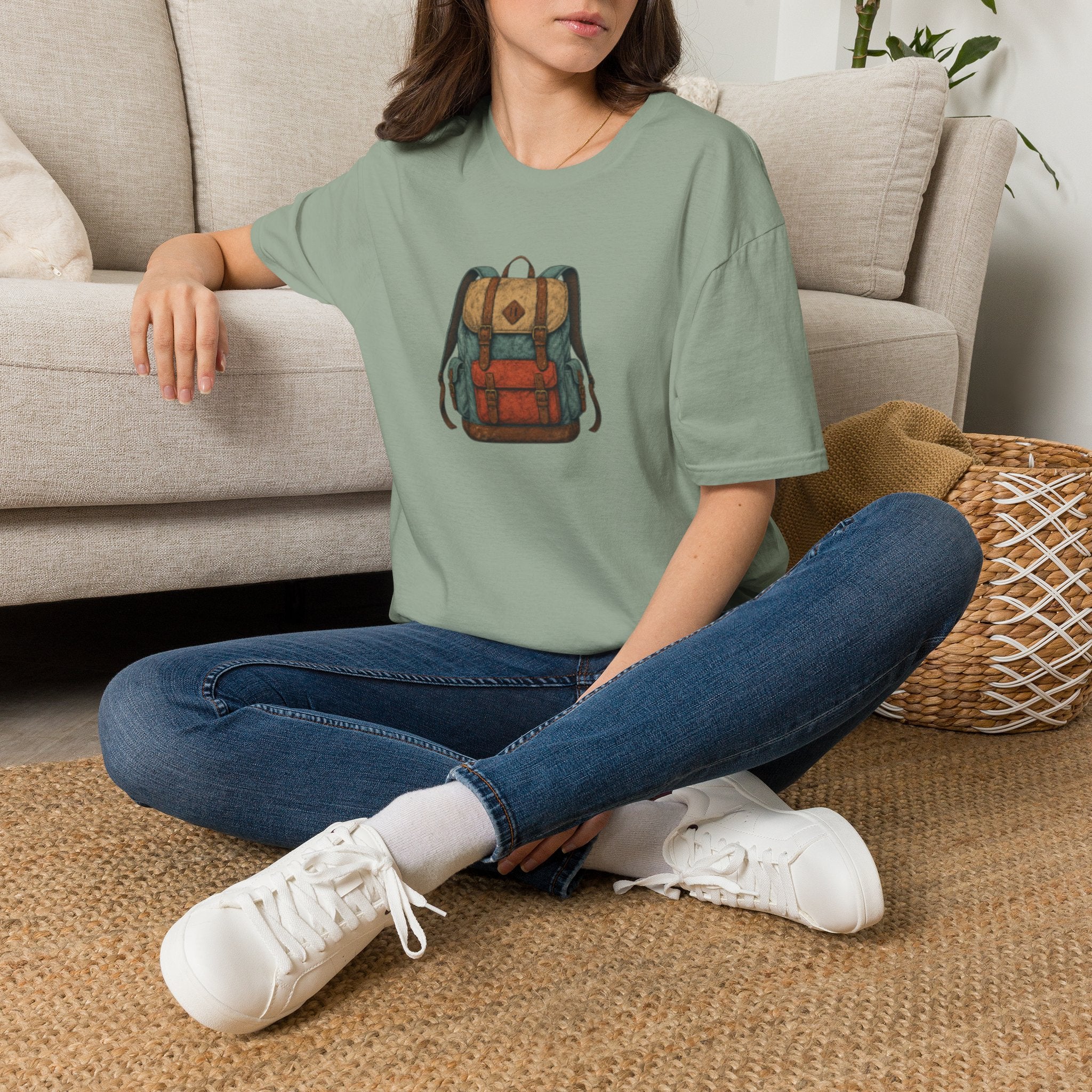 Adventure Backpack T‑Shirt — Vintage Camper Rucksack Graphic Tee
