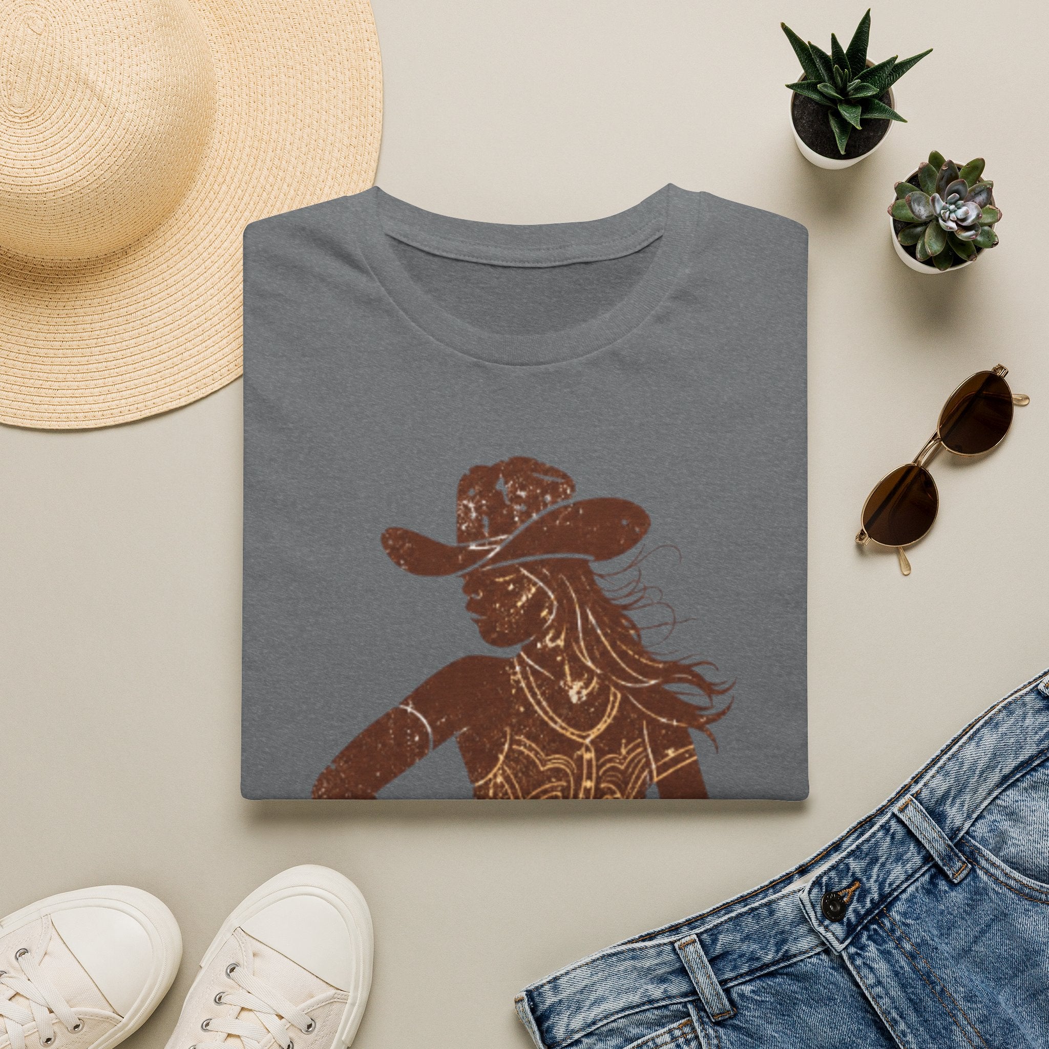 Cowgirl Silhouette T‑Shirt — Rustic Western Woman Graphic Tee