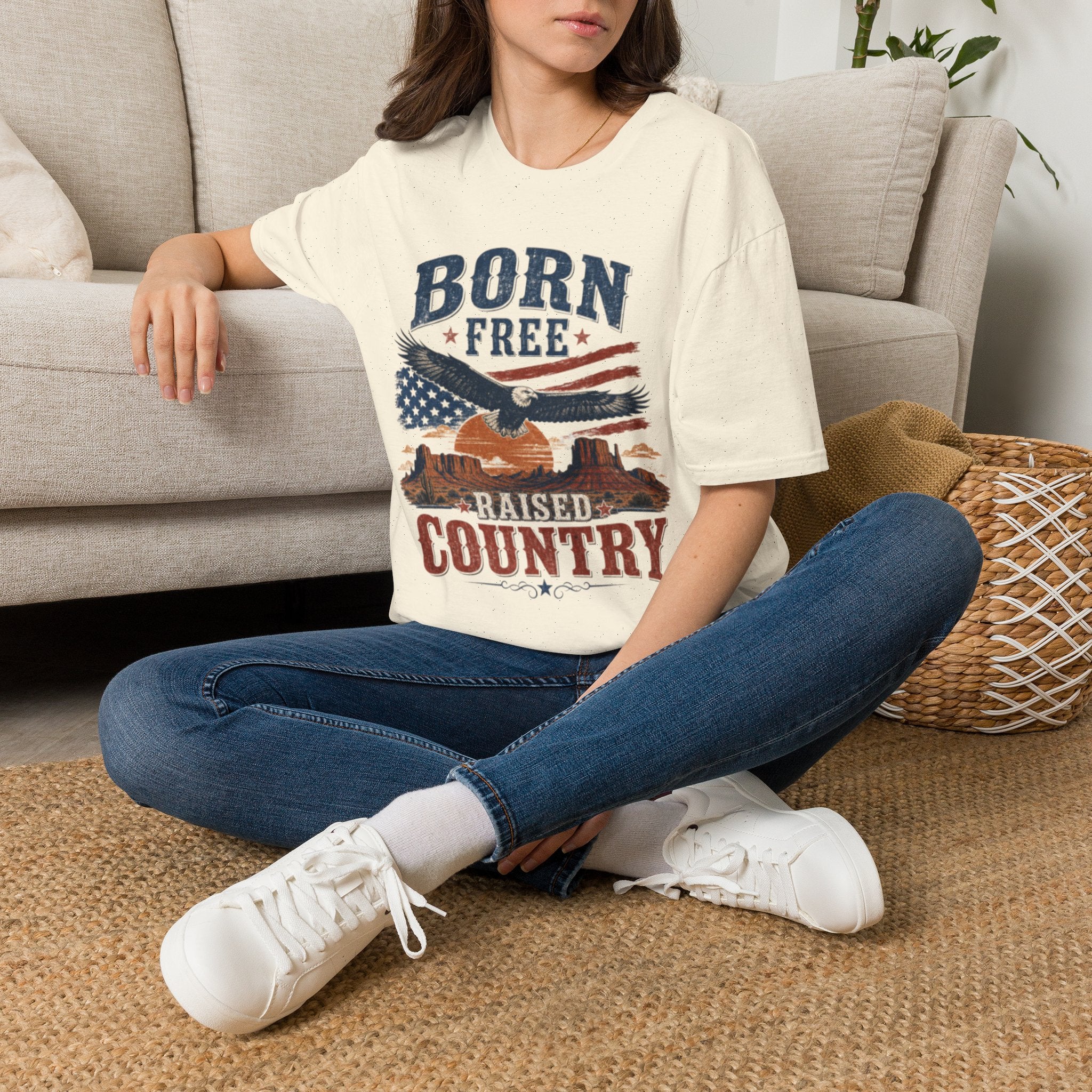 Born Free Eagle T-Shirt — Patriotic Raised Country Graphic Tee