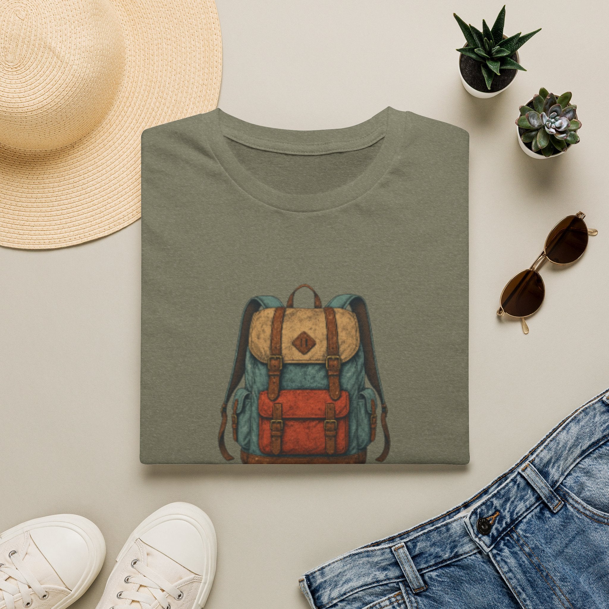 Adventure Backpack T‑Shirt — Vintage Camper Rucksack Graphic Tee