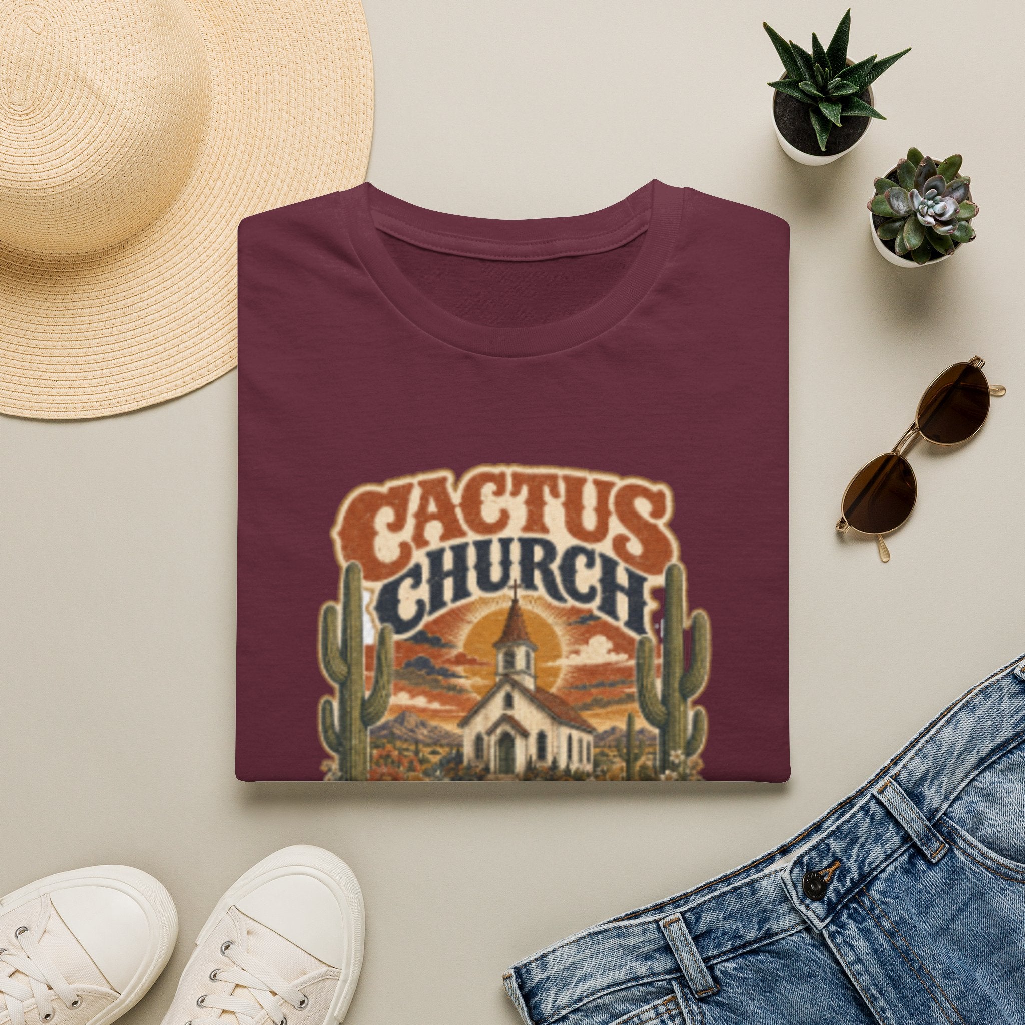 Cactus Church T-Shirt — Desert Vintage Faith Graphic Tee