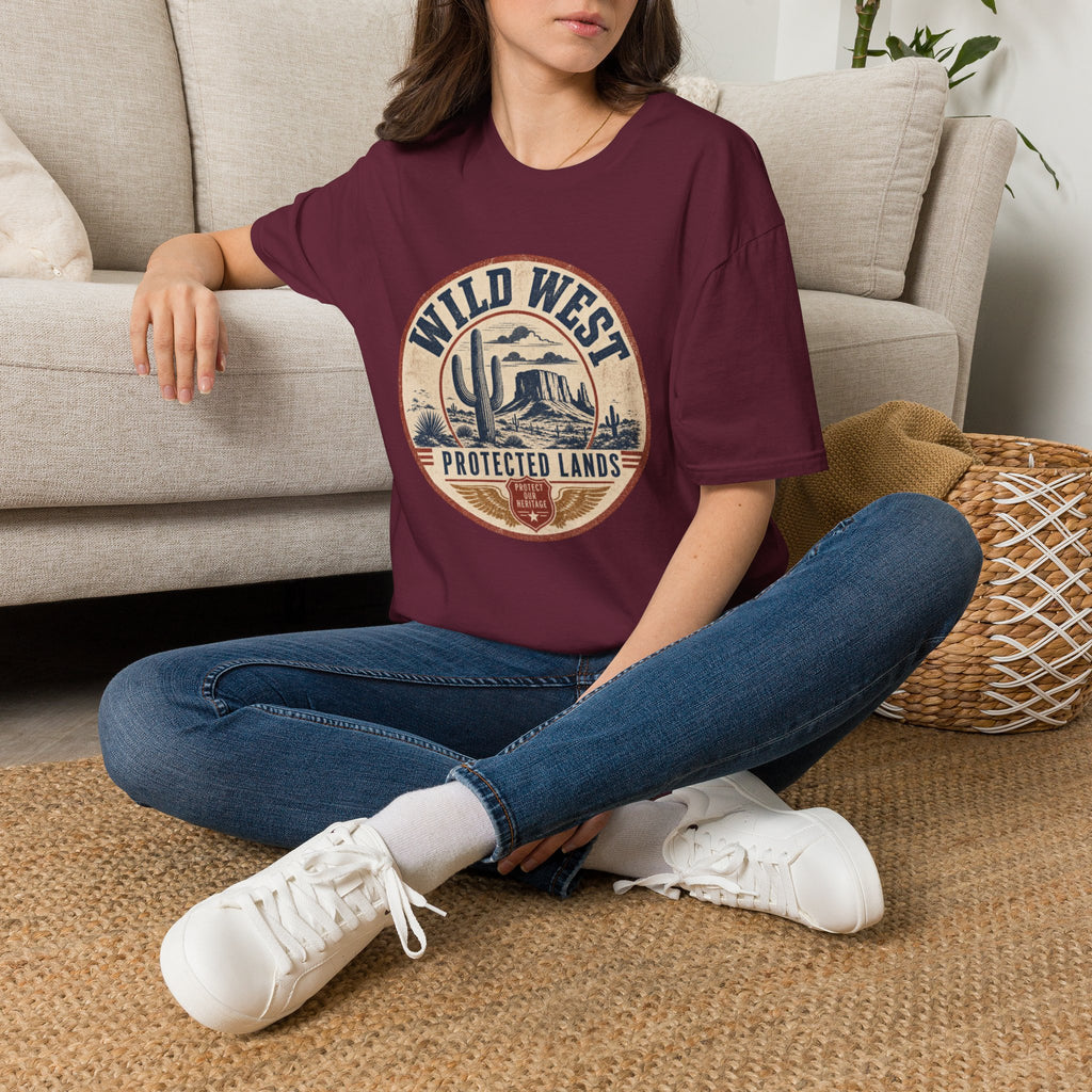 Wild West Vintage T-Shirt — "Wild West Protected Lands" Desert Cactus Graphic