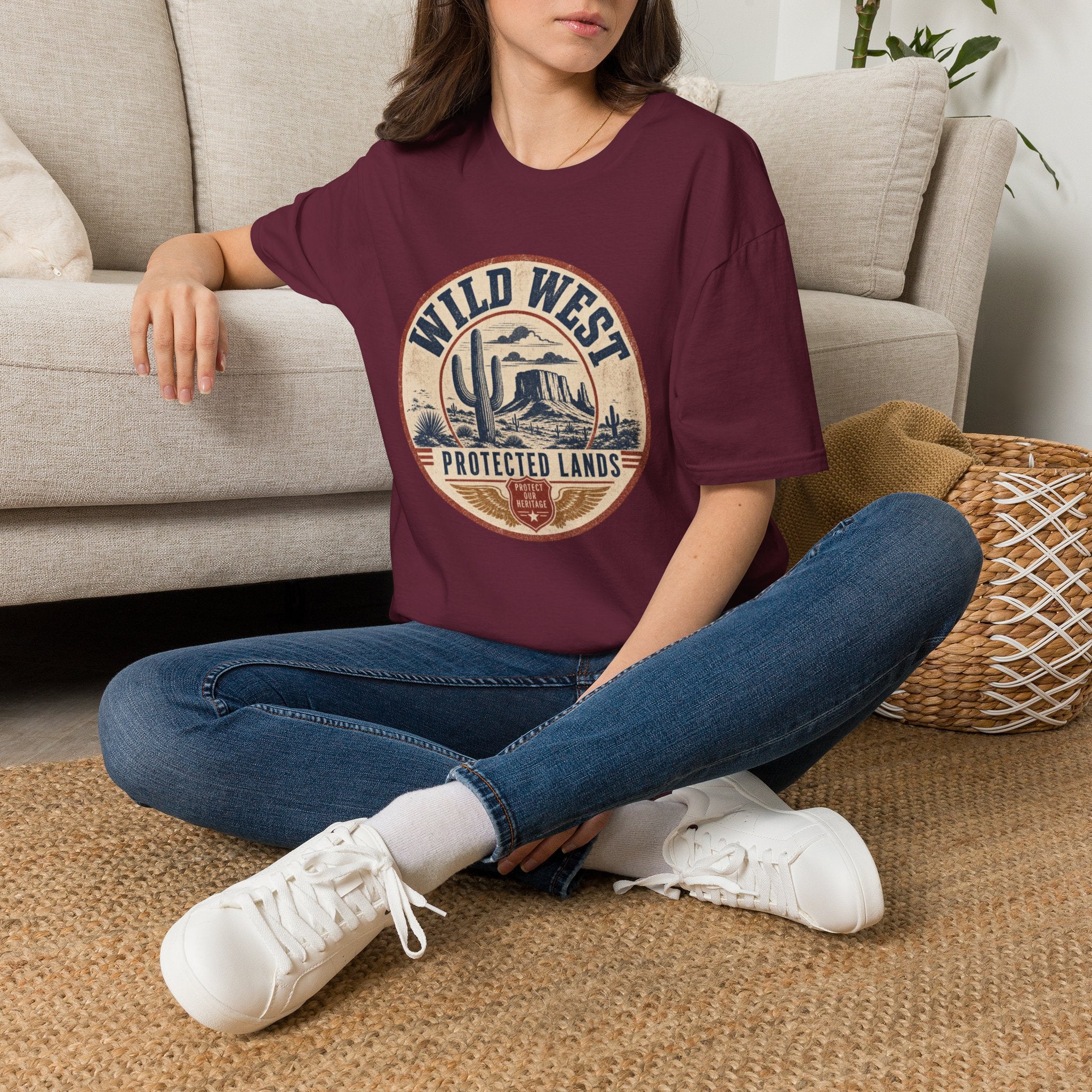 Wild West Vintage T-Shirt — "Wild West Protected Lands" Desert Cactus Graphic