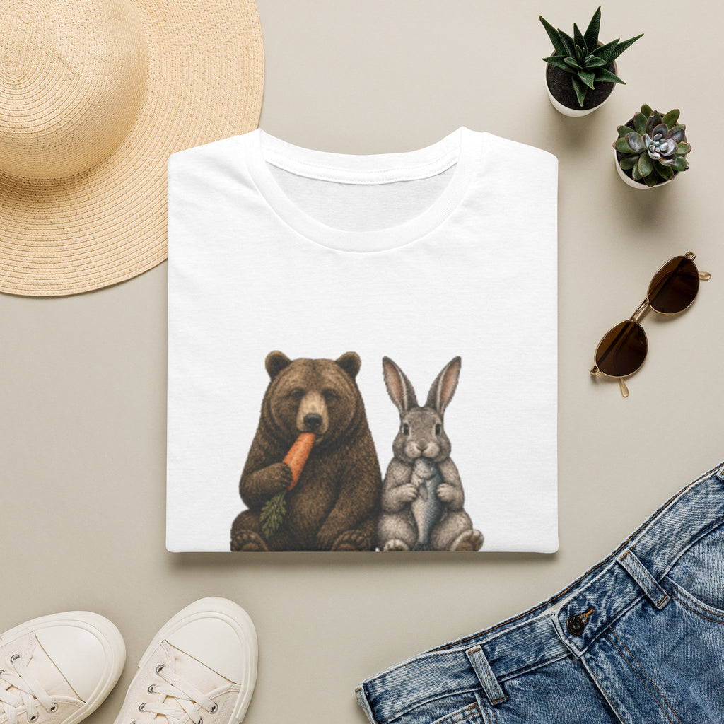 Bear & Bunny T-Shirt — 'Let's Not Be Rushing' Cute Woodland Friends Tee