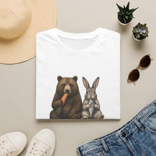 Bear & Bunny T-Shirt — 'Let's Not Be Rushing' Cute Woodland Friends Tee