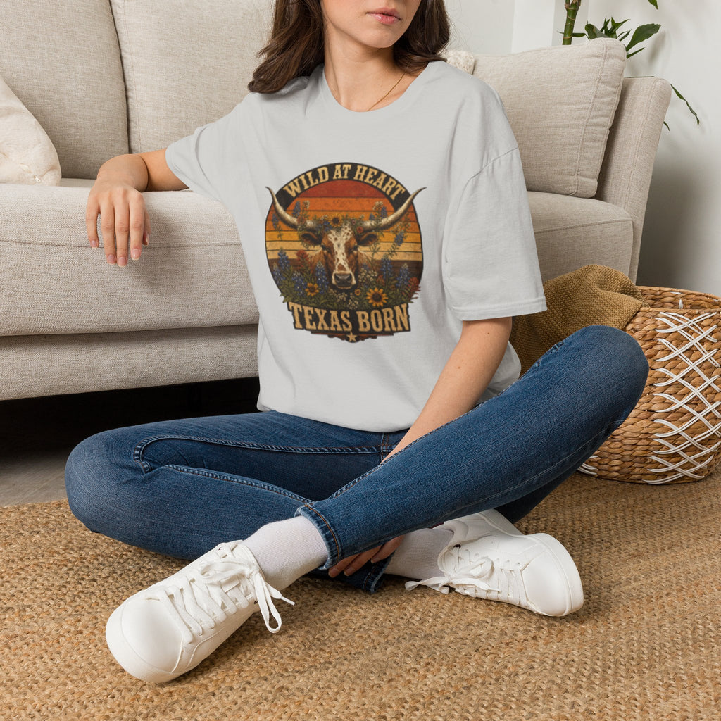 Wild At Heart Texas Born T-Shirt — Vintage Longhorn Graphic