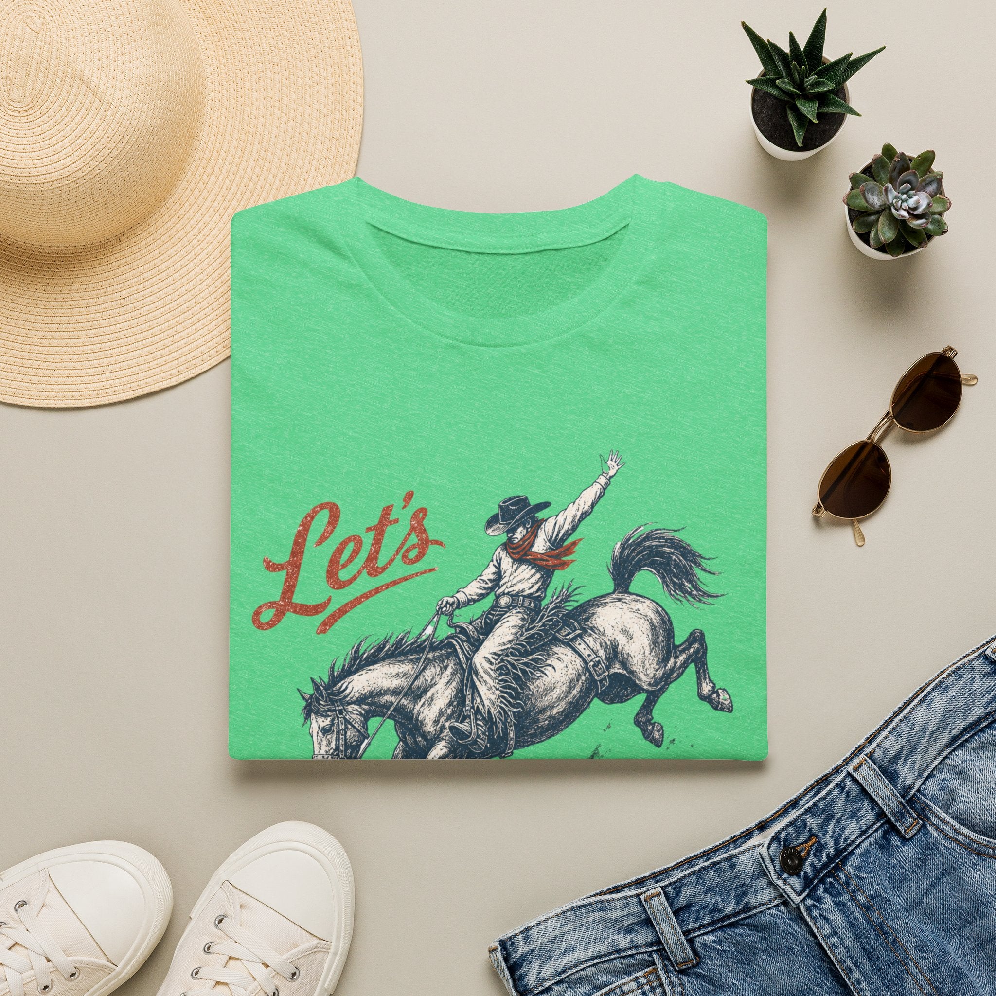 Let's Rodeo T‑Shirt — Vintage Bucking Bronco Western Graphic Tee