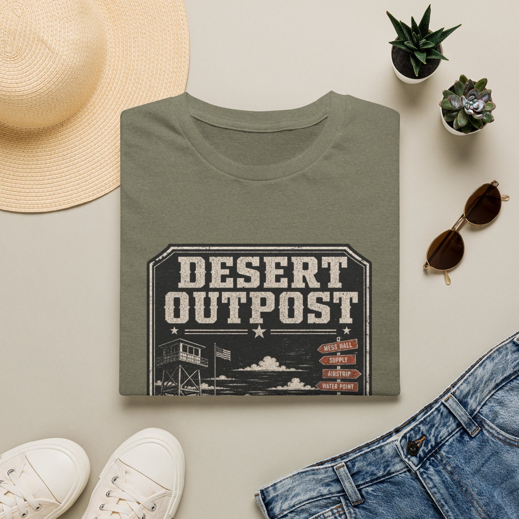 Desert Outpost T-Shirt — Retro Western 'Population: Stubborn' Graphic Tee