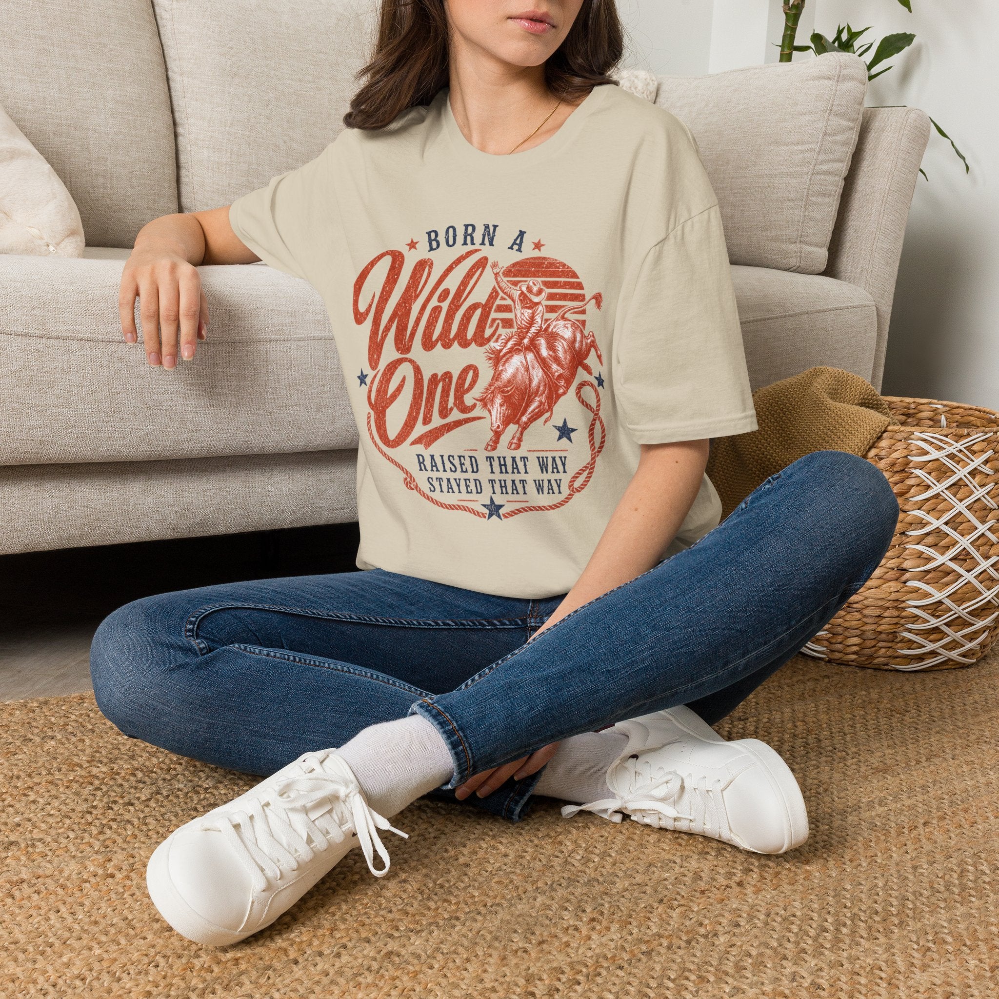 Born a Wild One T‑Shirt — Retro Rodeo Cowboy Graphic Tee