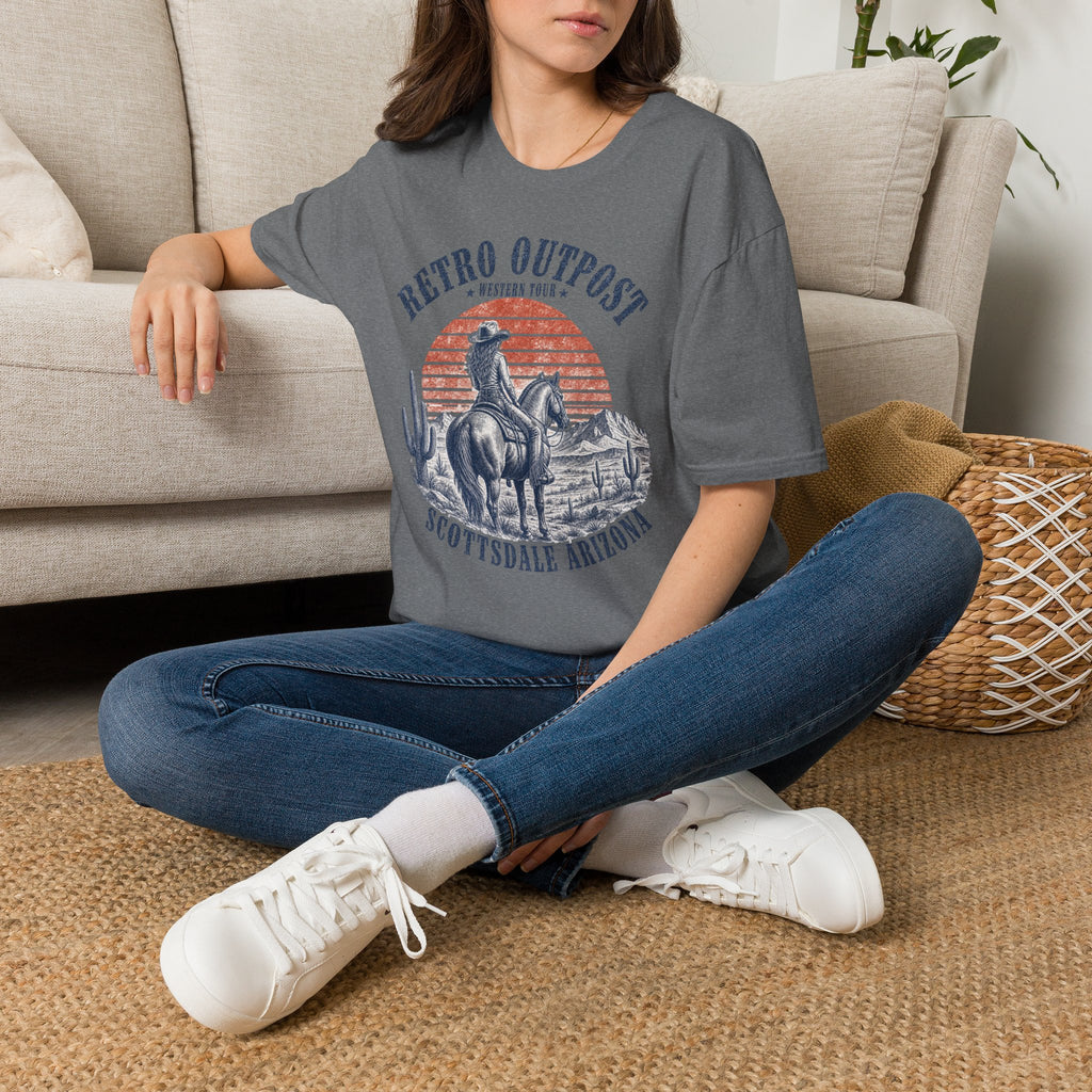 Retro Outpost Western T-Shirt — Cowboy Desert Sunset Graphic