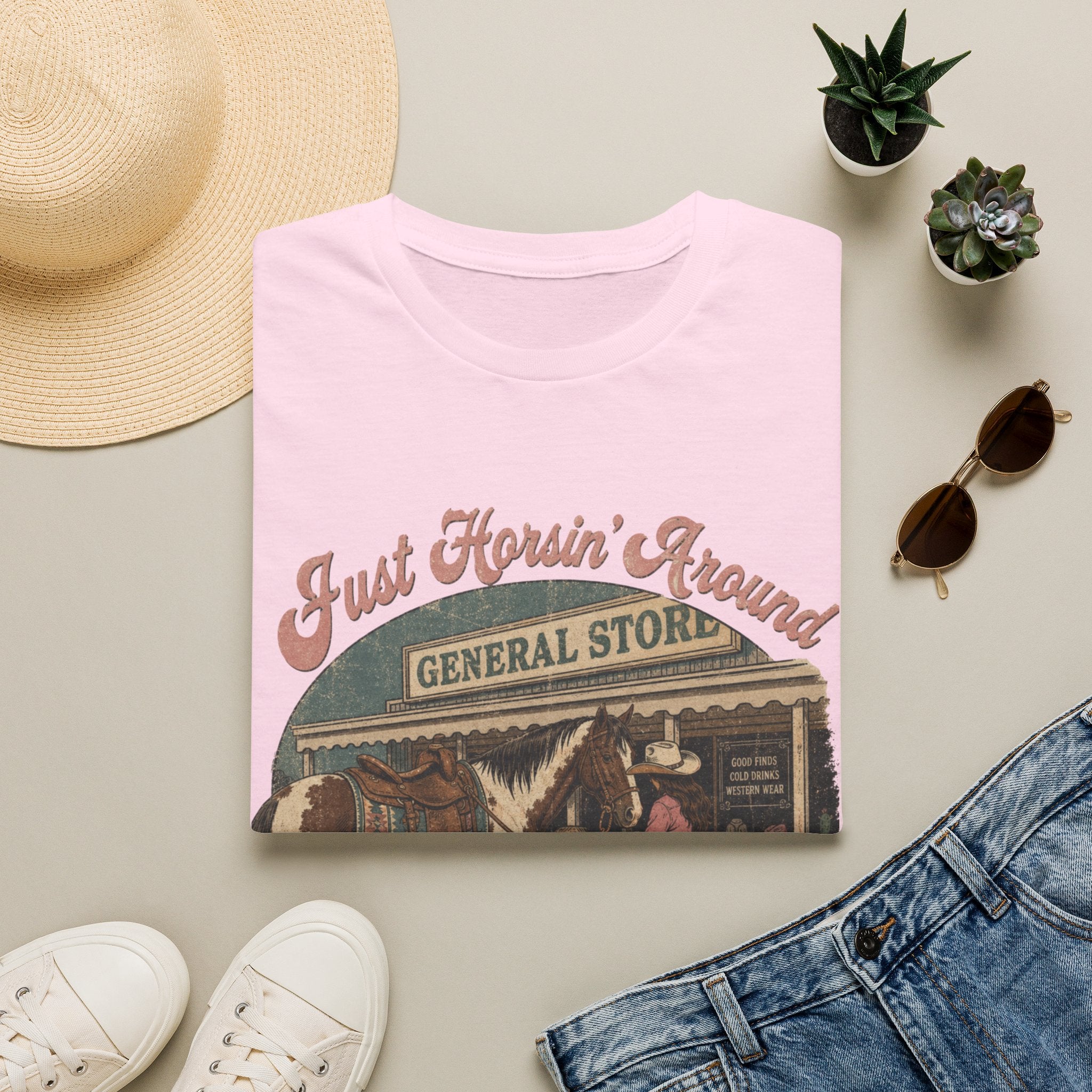 Just Horsin' Around T‑Shirt — Vintage Western General Store Graphic