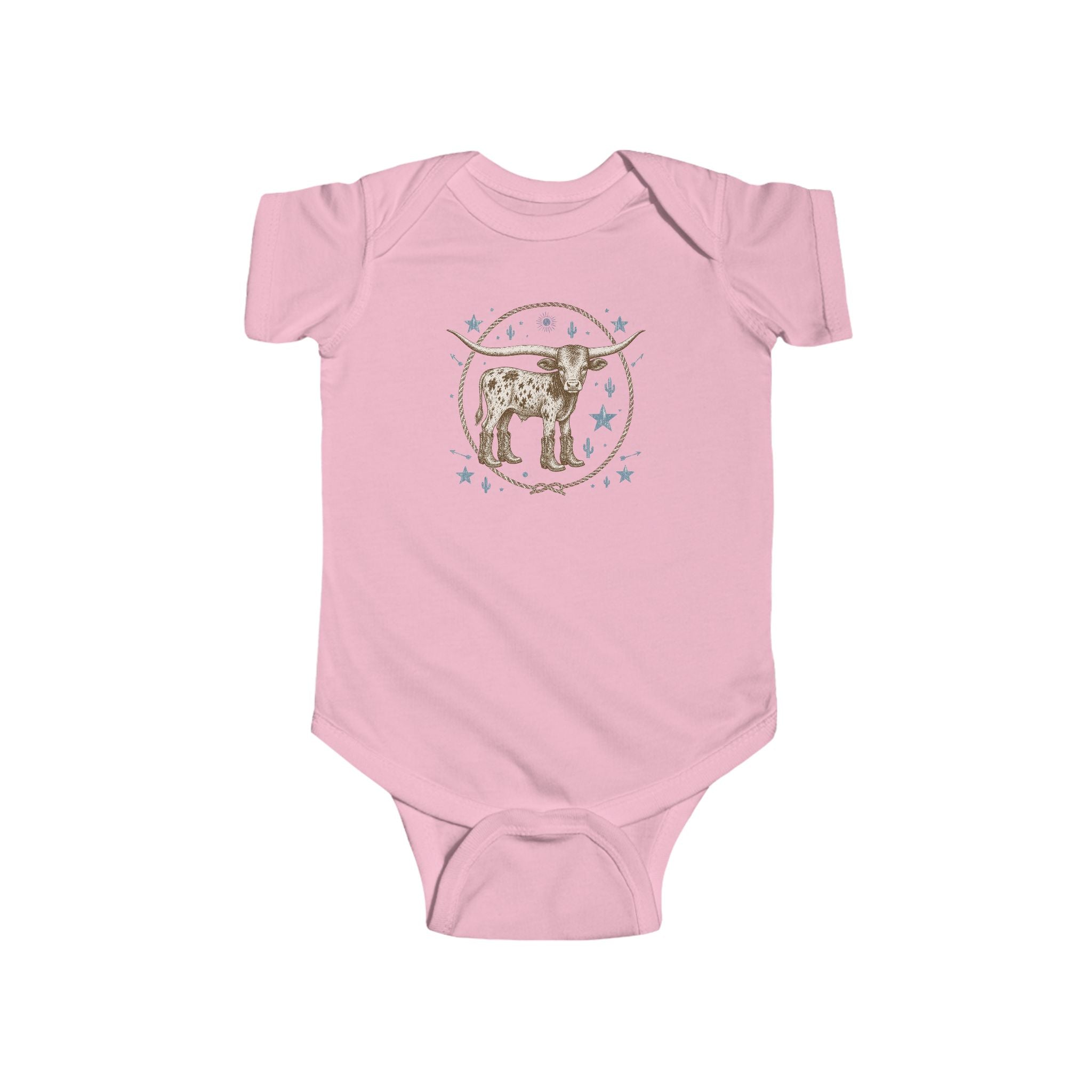 Cute Longhorn Calf Infant Bodysuit — Western Baby Onesie with Star Medallion