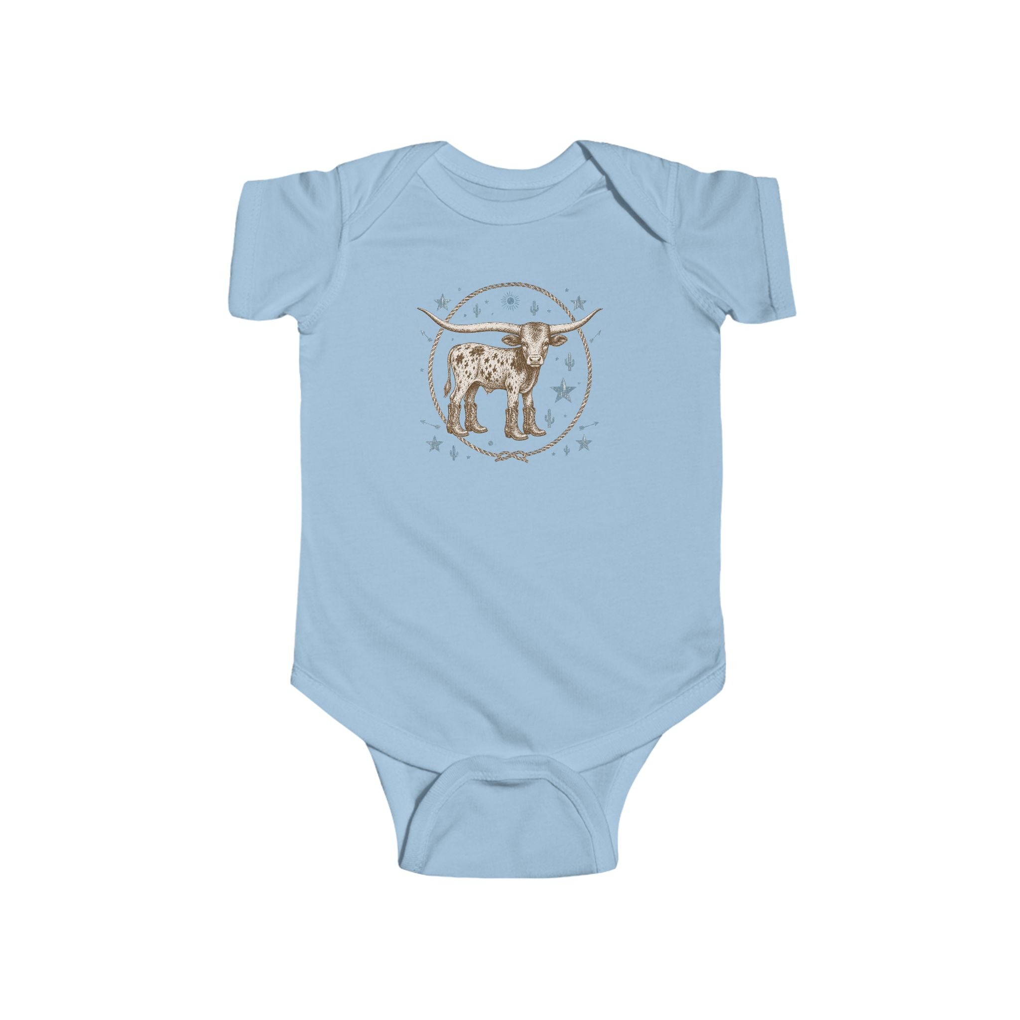 Cute Longhorn Calf Infant Bodysuit — Western Baby Onesie with Star Medallion