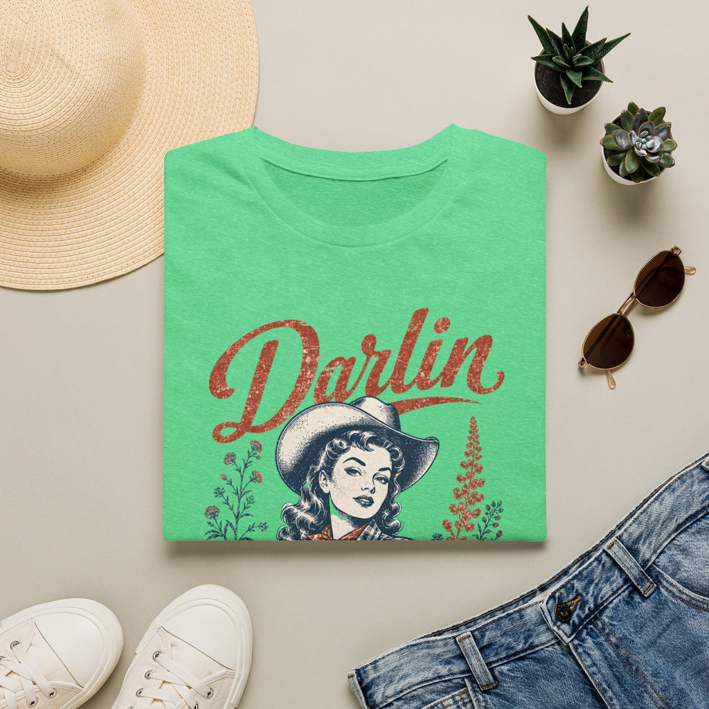 Darlin' Cowgirl T‑Shirt — Retro Western Graphic Tee ('Darlin' text)