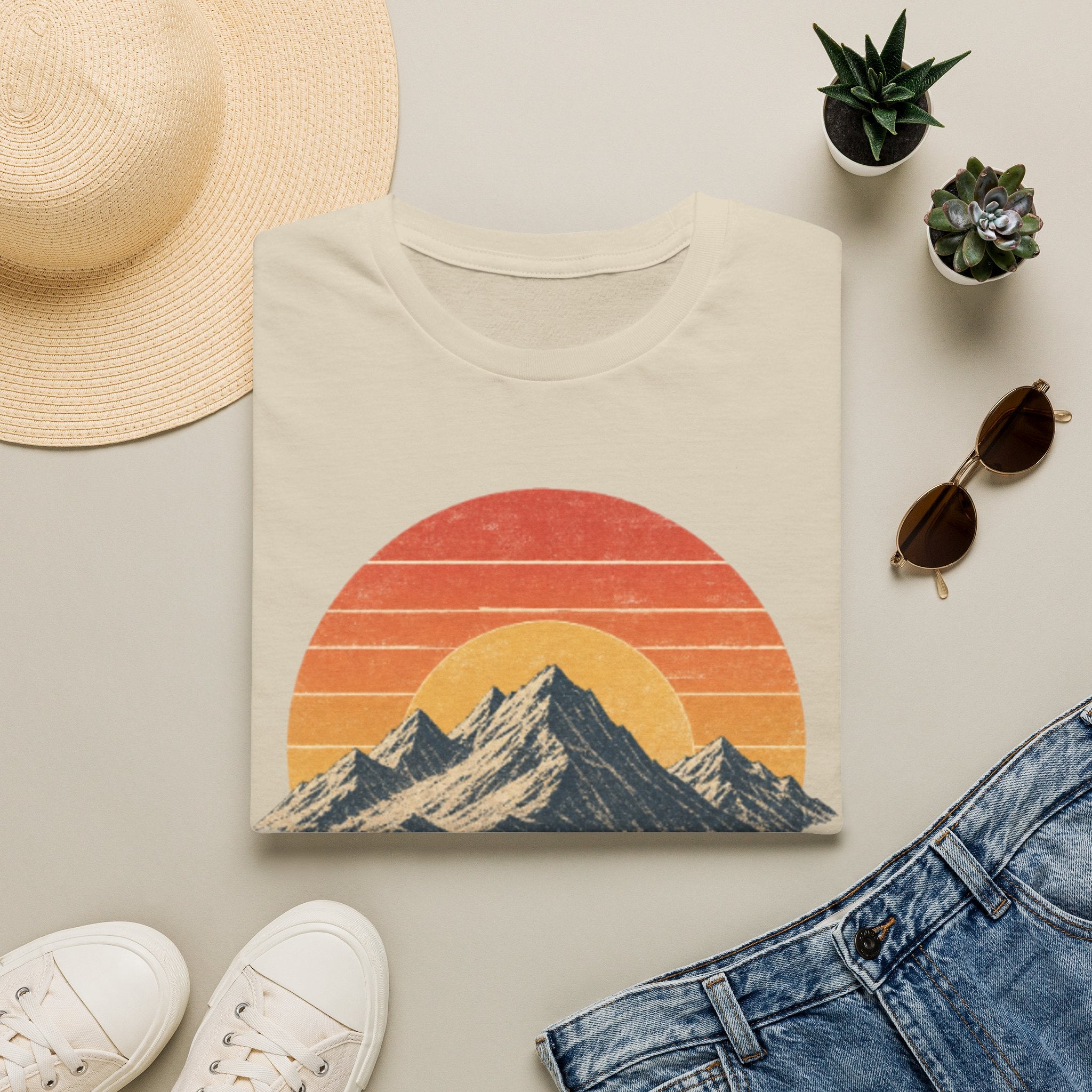 Vintage Sunset Mountain T-Shirt — Retro Scenic Graphic Tee