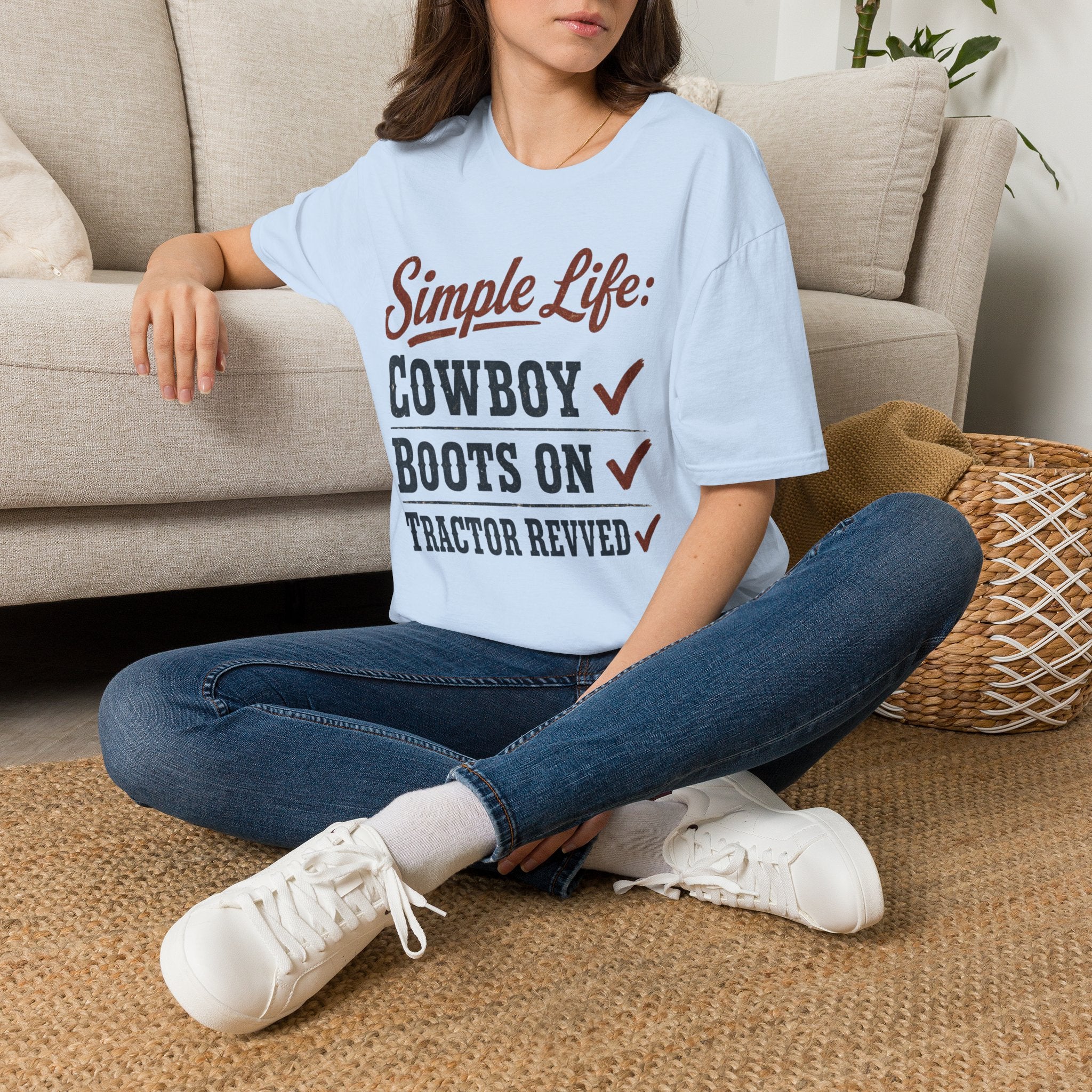 Simple Life: Cowboy T-Shirt — Graphic Western Tee for Ranchers & Country Lovers