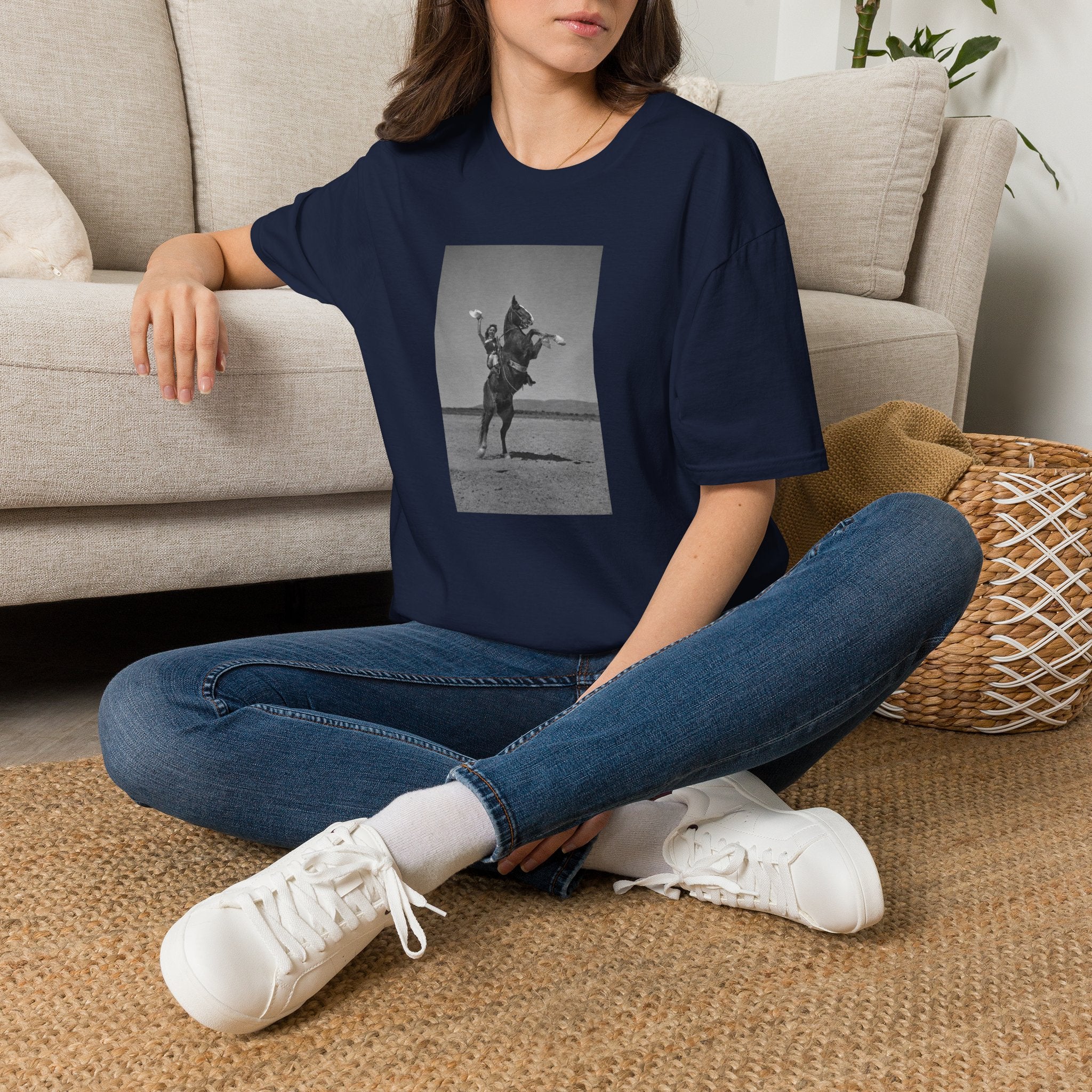 Vintage Rodeo Cowboy Photo T-Shirt — Black & White Western Graphic