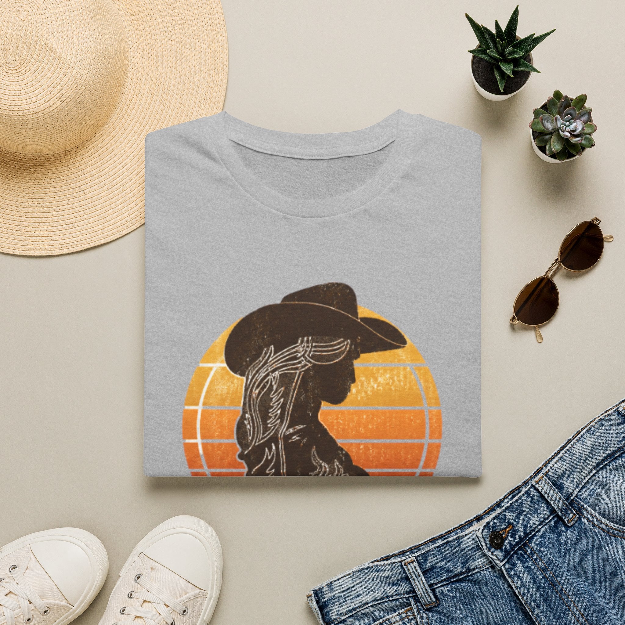 Cowgirl Silhouette T-Shirt — Retro Sunset Western Graphic Tee