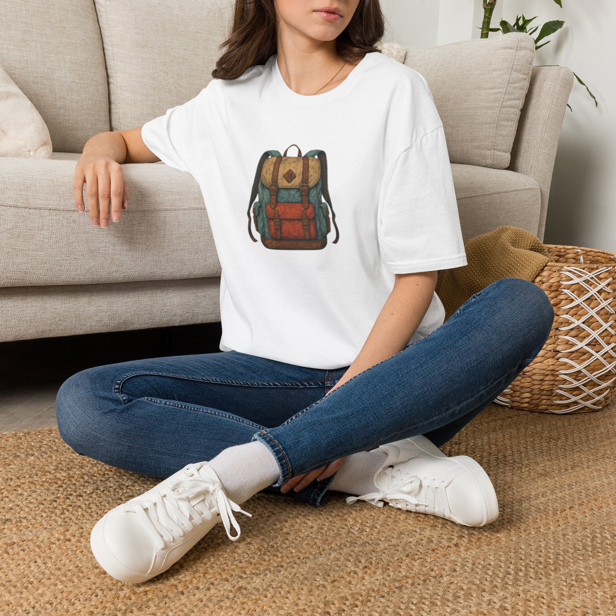 Adventure Backpack T‑Shirt — Vintage Camper Rucksack Graphic Tee