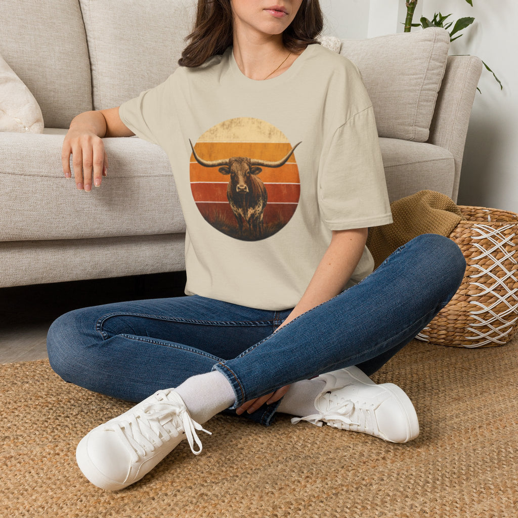 Longhorn Bull Retro Sunset T-Shirt