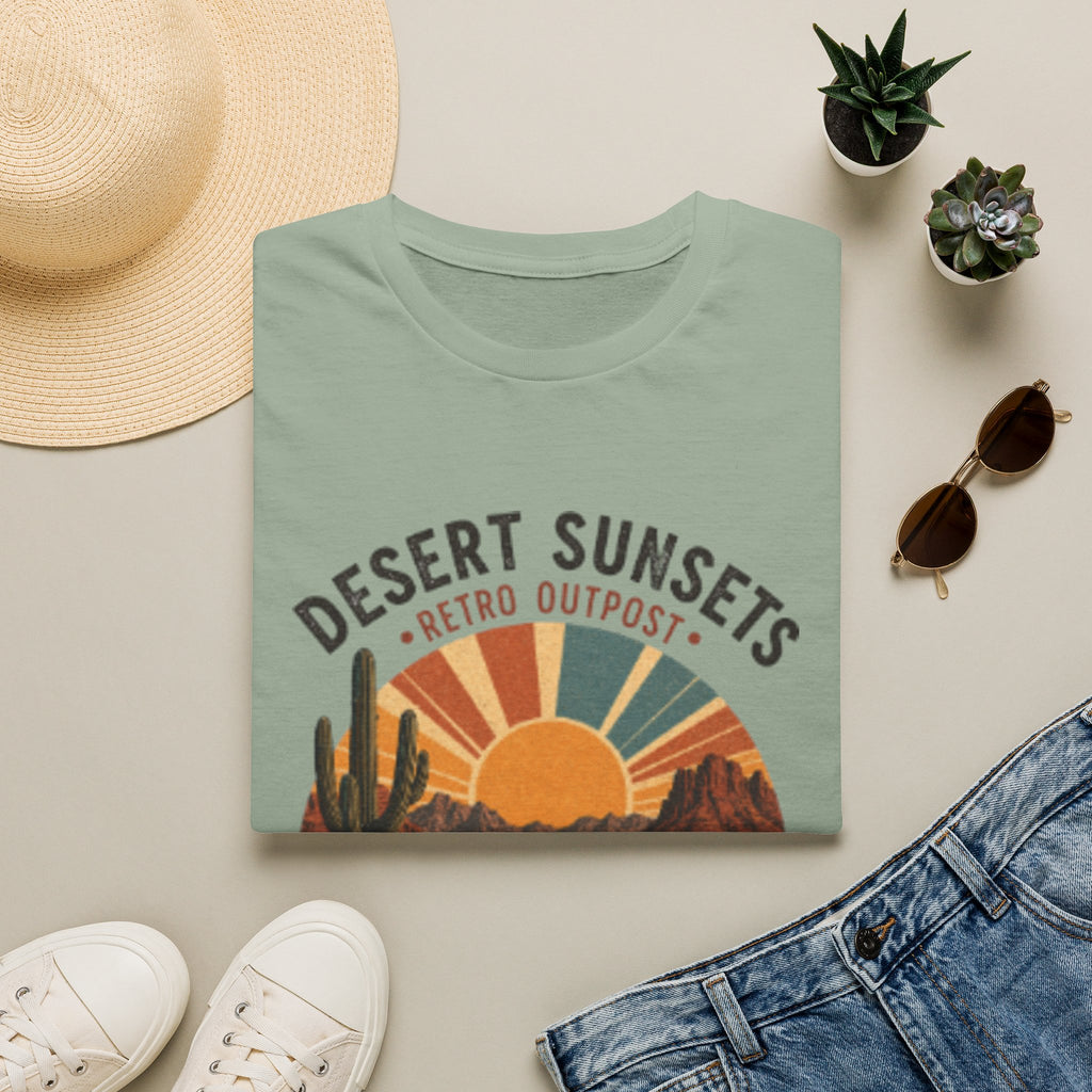Desert Sunsets T-Shirt — Retro Outpost 'Roam Far • Stay Wild' Graphic Tee