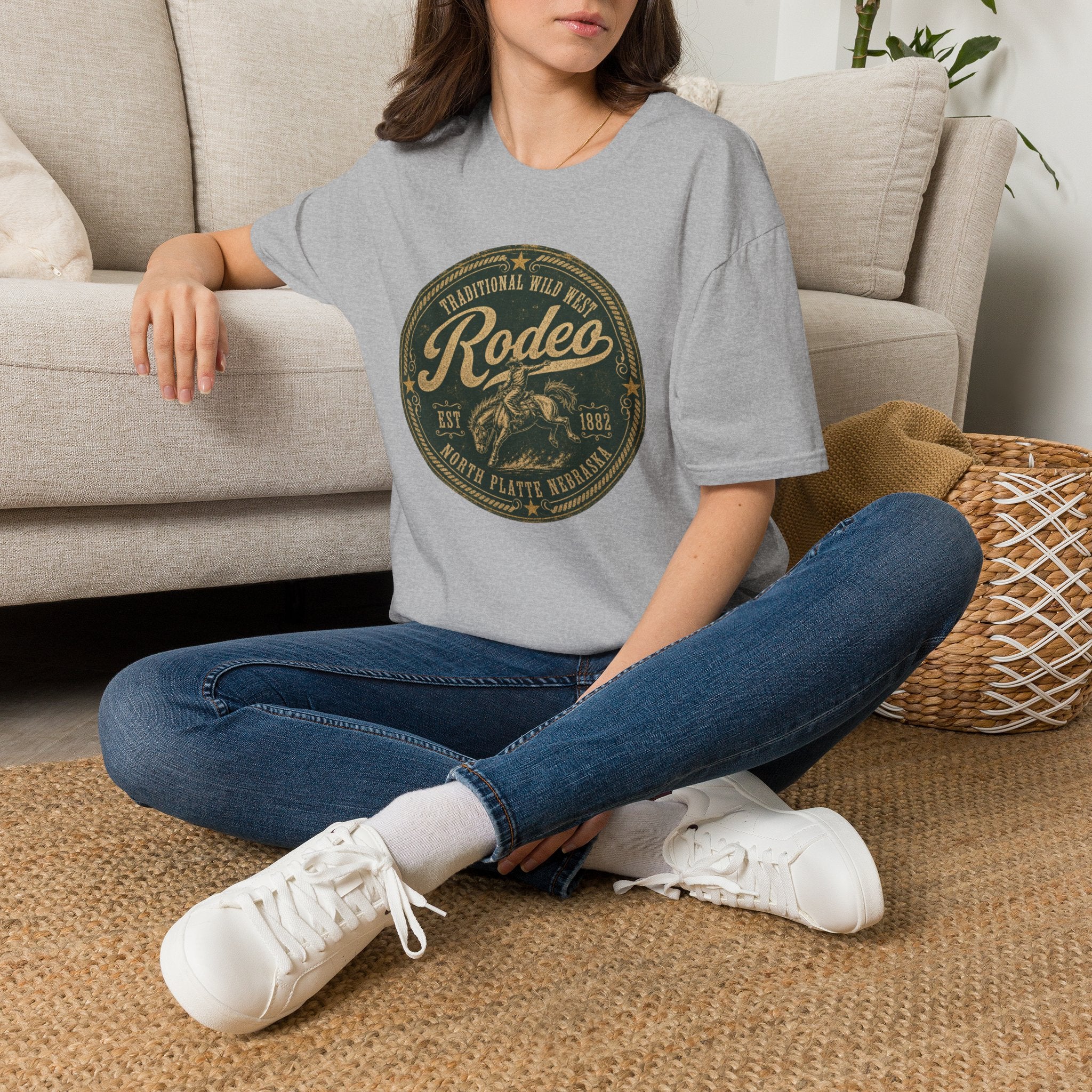 Rodeo Vintage Round Logo T-Shirt — Western Cowboy Graphic Tee
