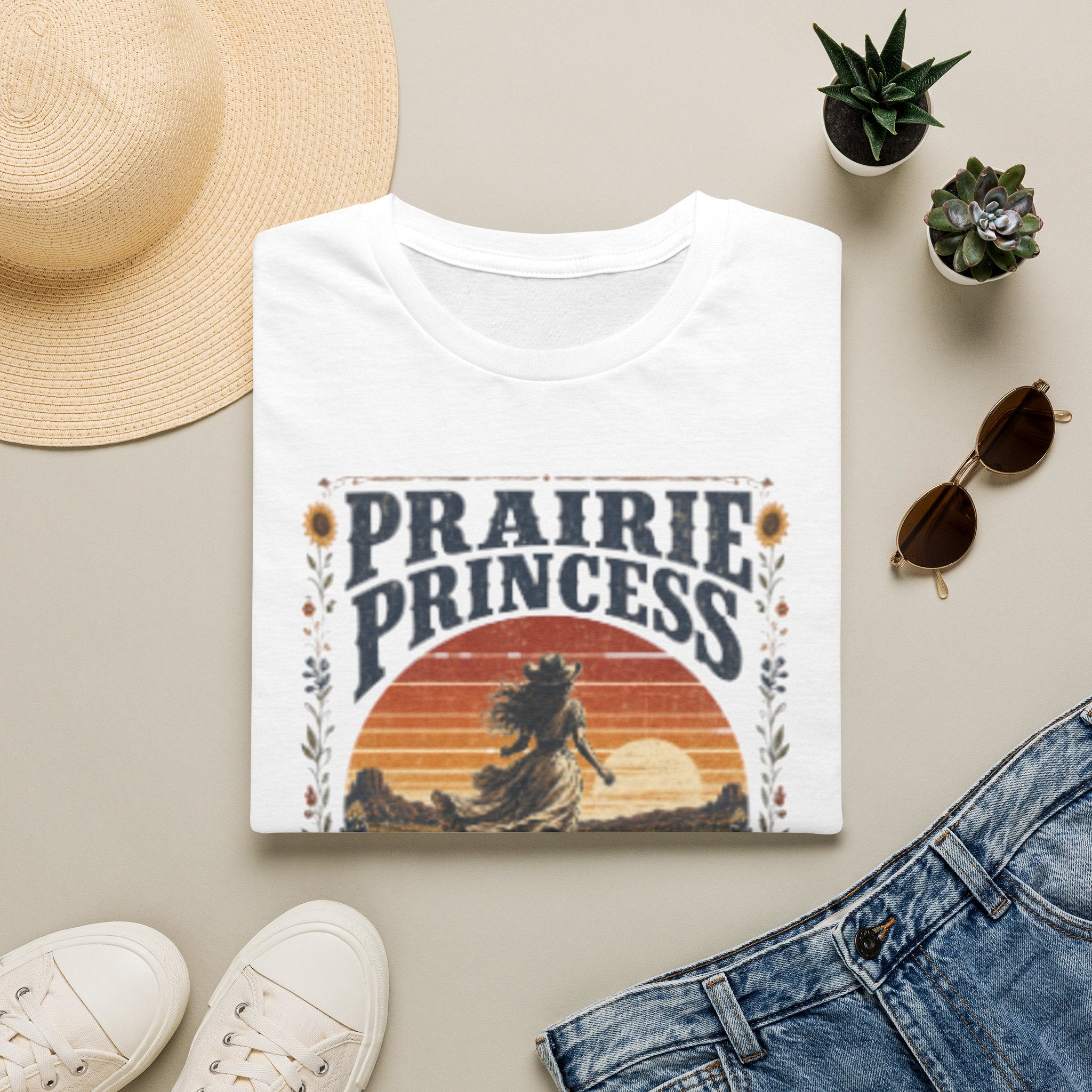 Prairie Princess T-Shirt — Vintage Sunset Cowgirl Tee
