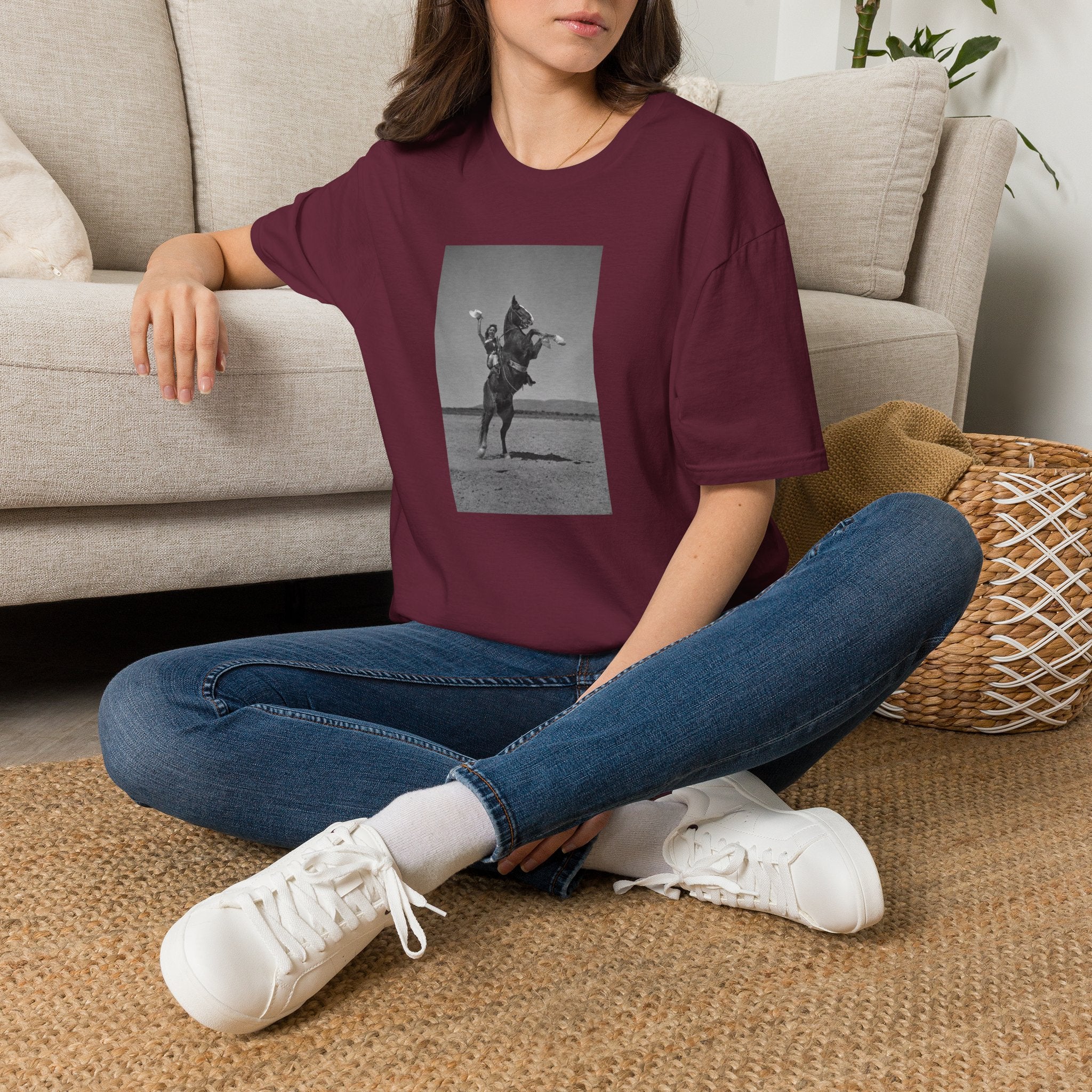 Vintage Rodeo Cowboy Photo T-Shirt — Black & White Western Graphic