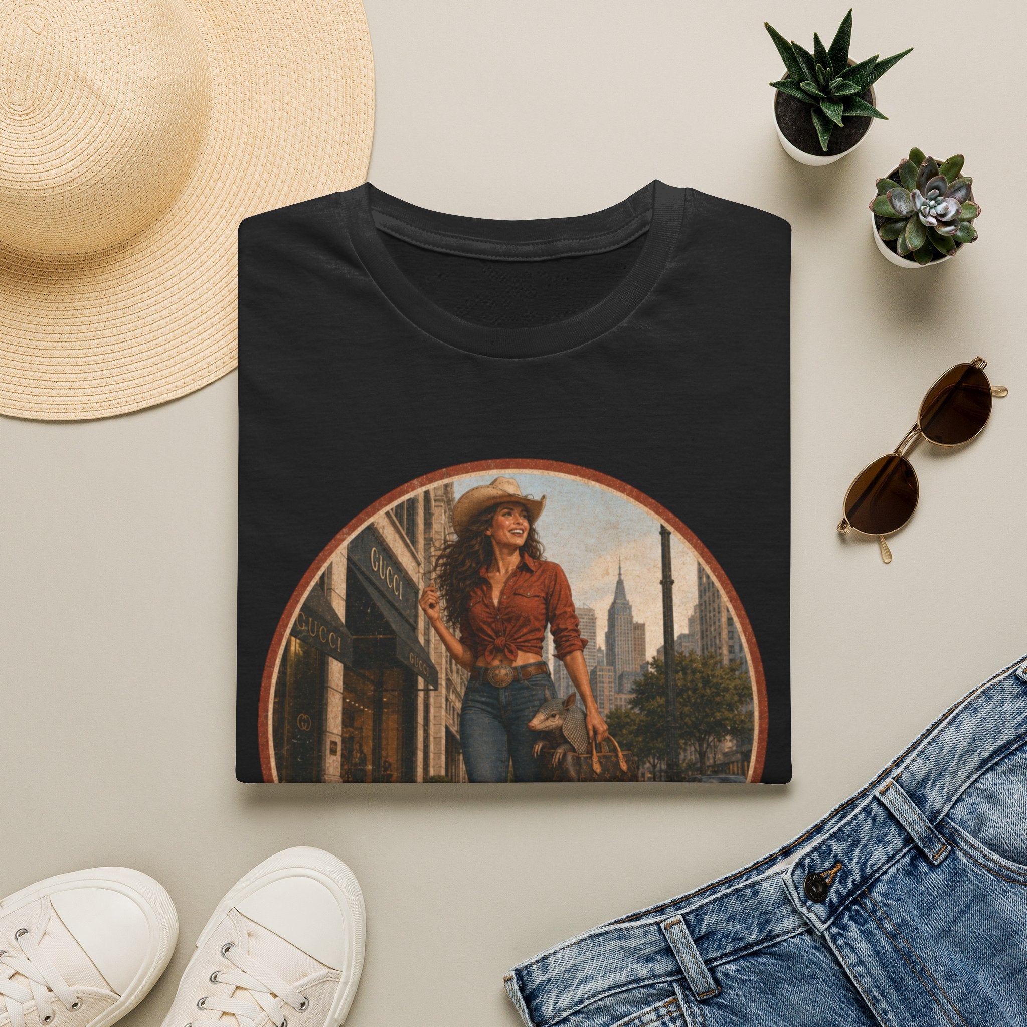 Cowgirl Cityscape T‑Shirt — Western Urban Vintage Graphic Tee