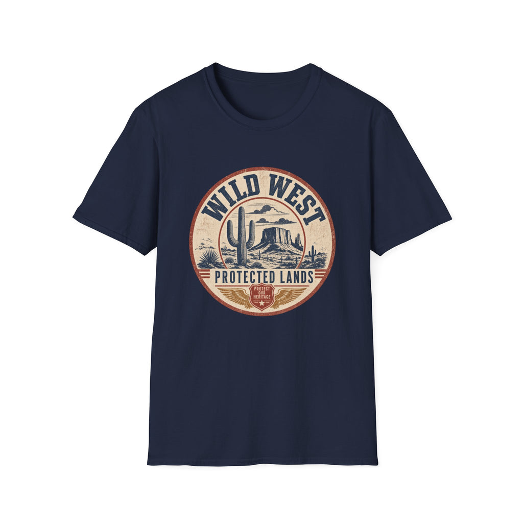 Wild West Vintage T-Shirt — "Wild West Protected Lands" Desert Cactus Graphic