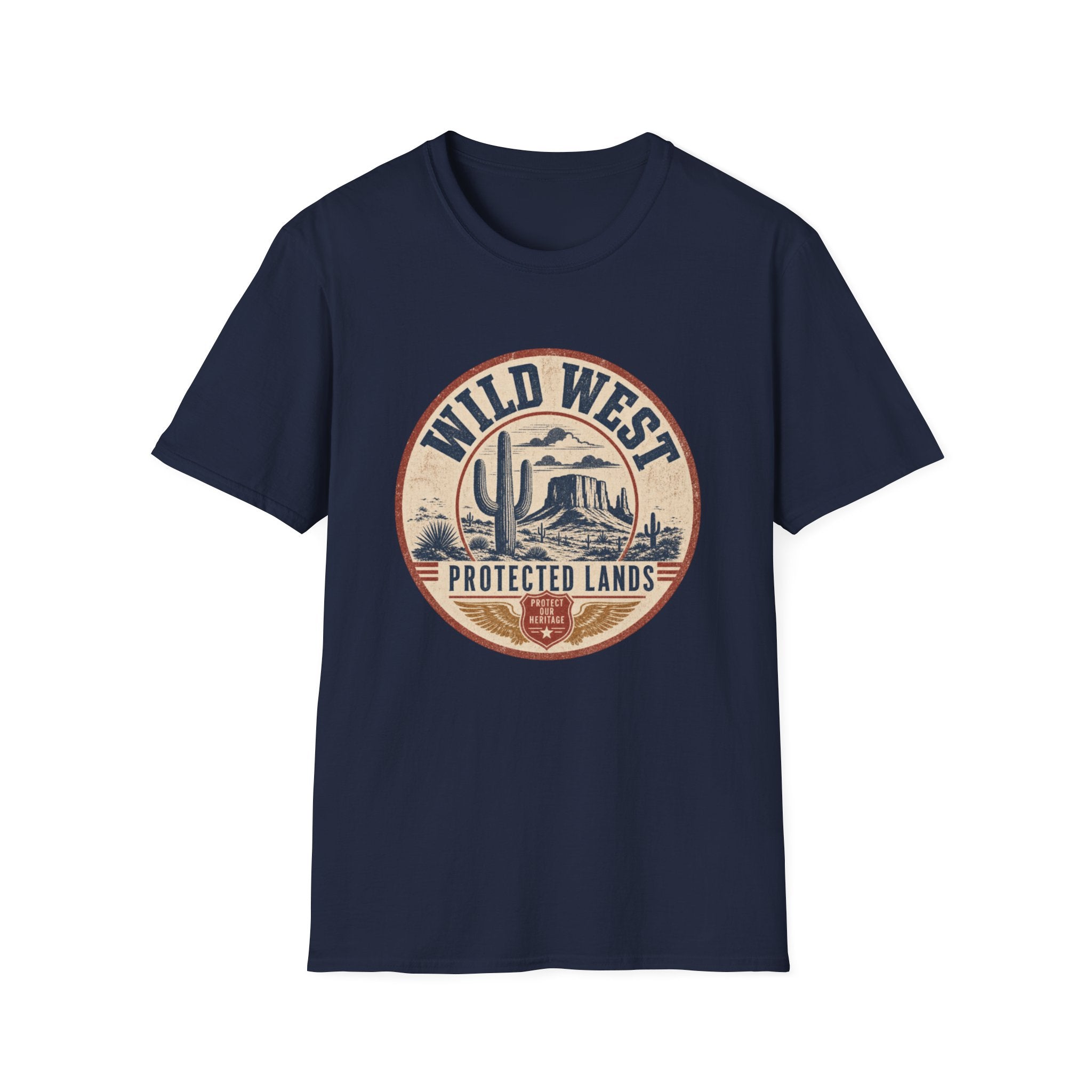 Wild West Vintage T-Shirt — "Wild West Protected Lands" Desert Cactus Graphic
