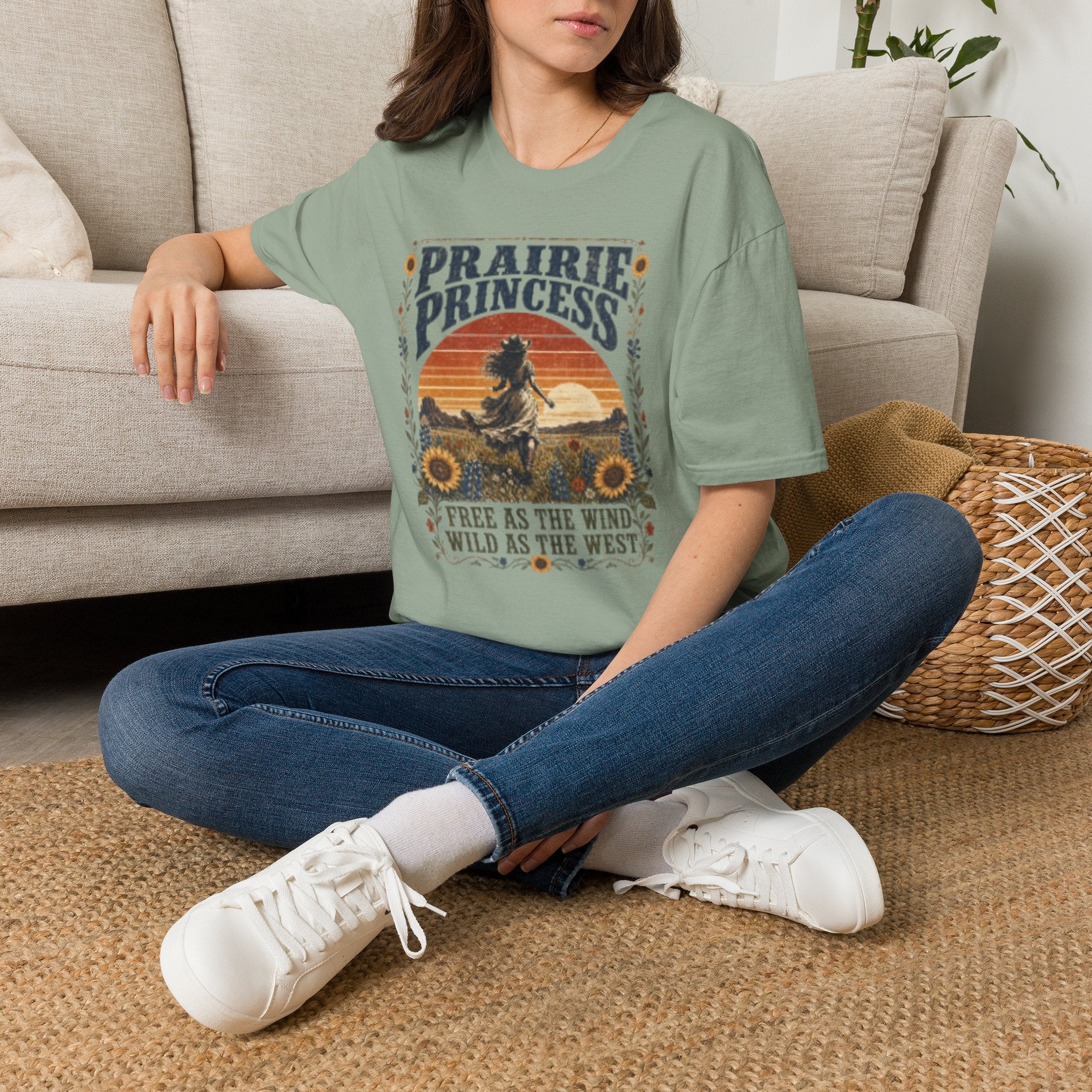 Prairie Princess T-Shirt — Vintage Sunset Cowgirl Tee
