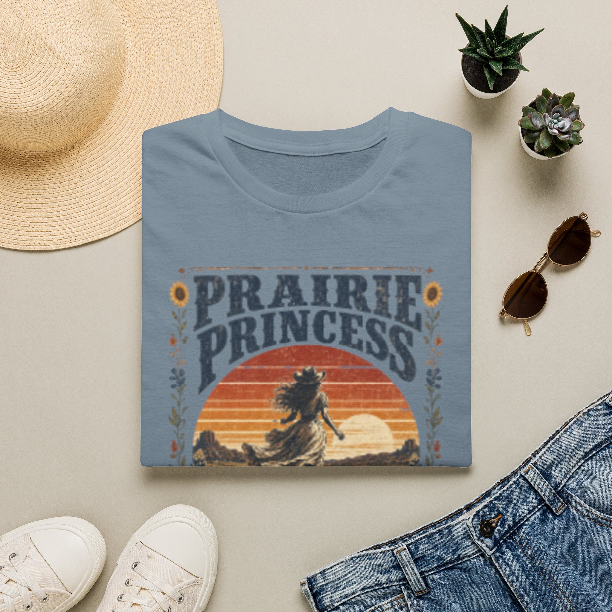 Prairie Princess T-Shirt — Vintage Sunset Cowgirl Tee