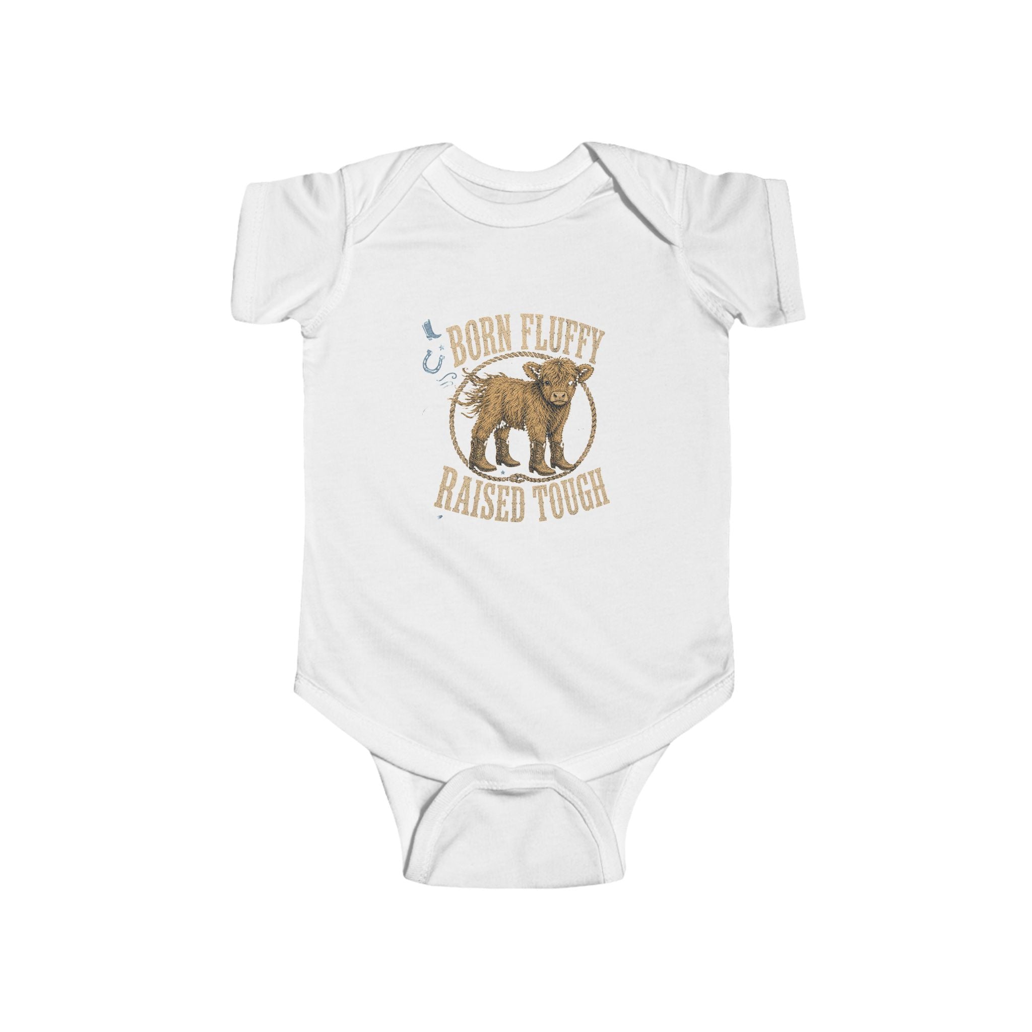Born Fluffy Raised Tough Baby Bodysuit — Cute Bear Infant Onesie