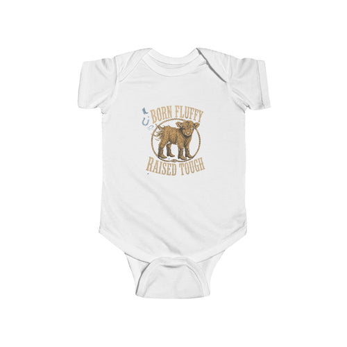 Born Fluffy Raised Tough Baby Bodysuit — Cute Bear Infant Onesie