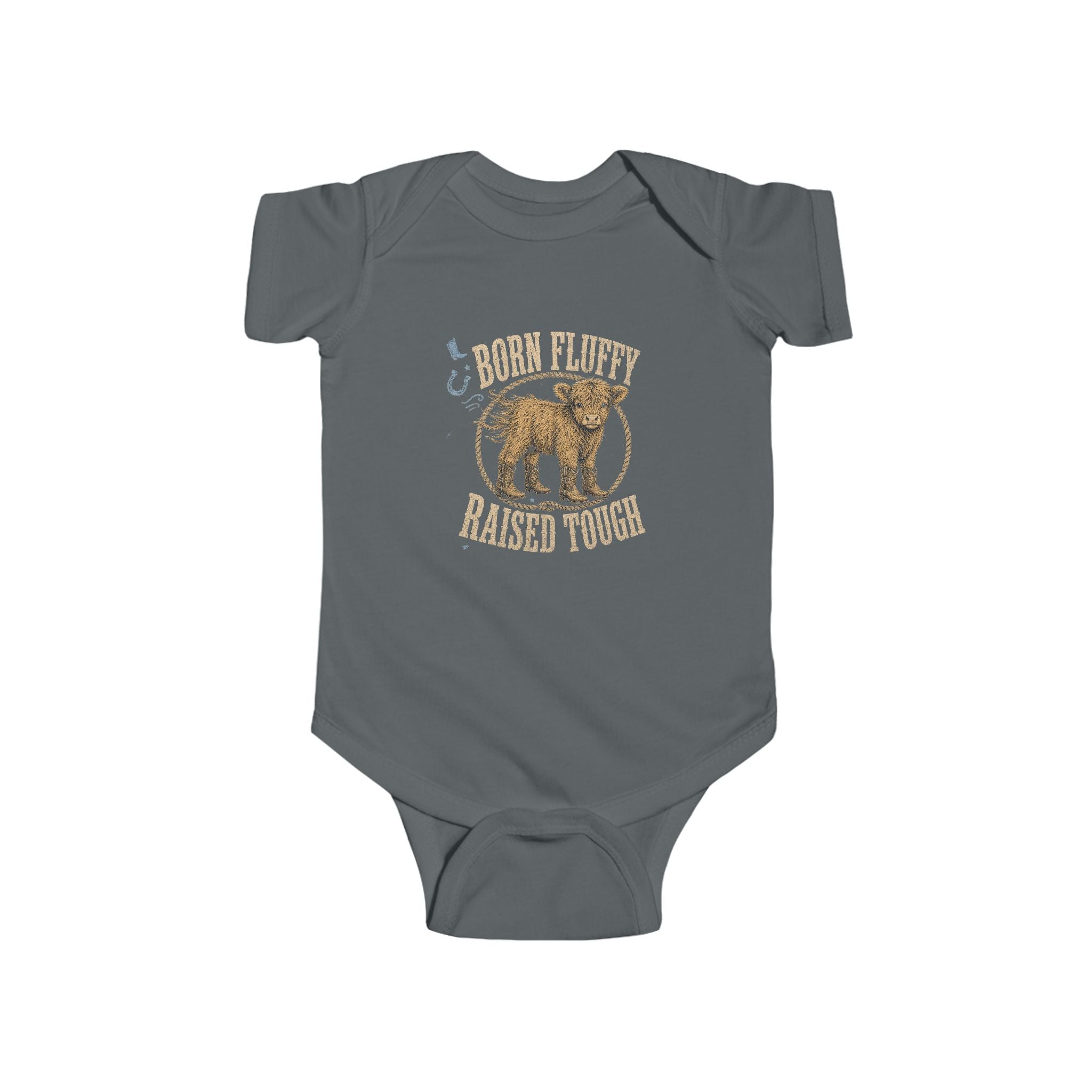 Born Fluffy Raised Tough Baby Bodysuit — Cute Bear Infant Onesie