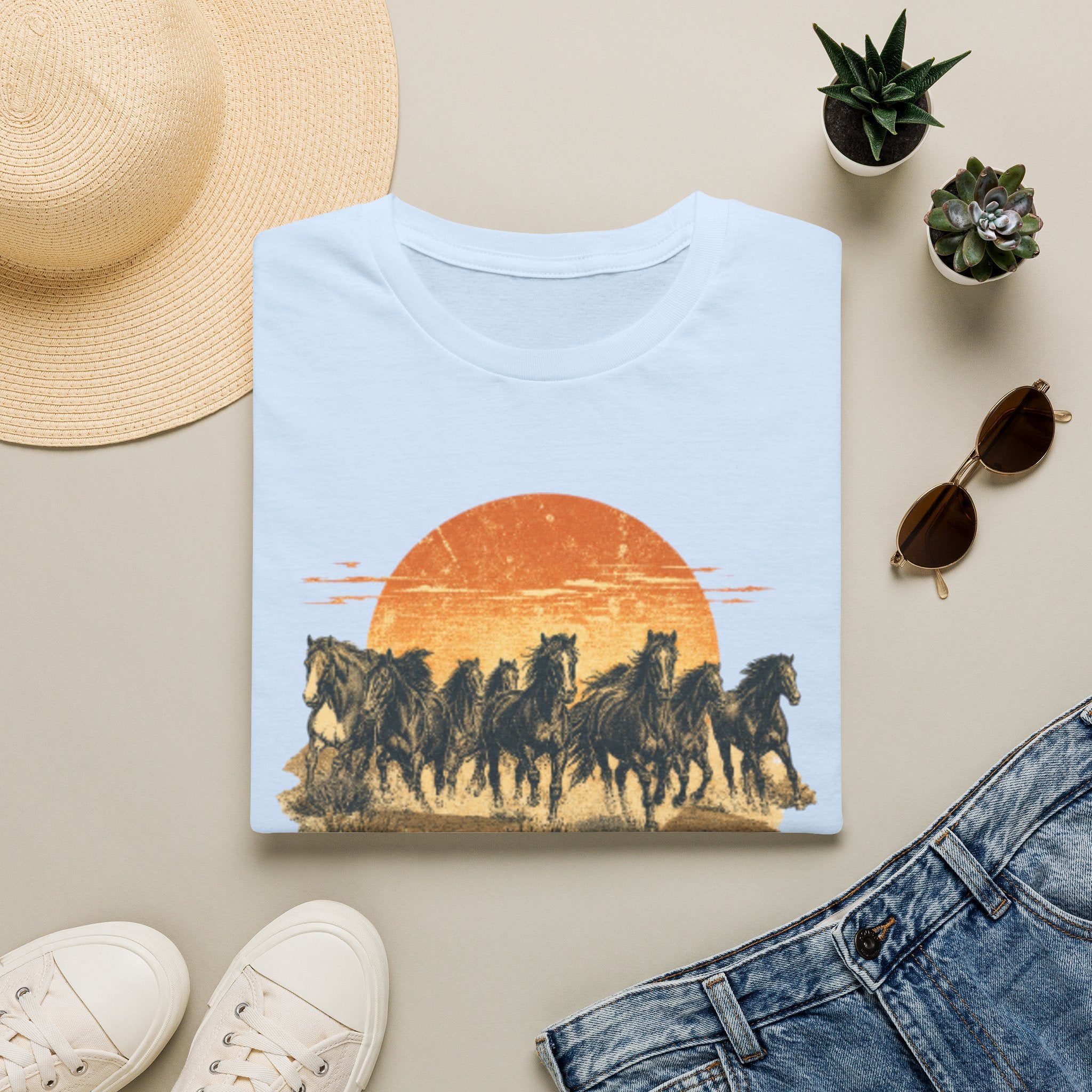 Sunset Mustang T-Shirt — Wild Horse Graphic Tee