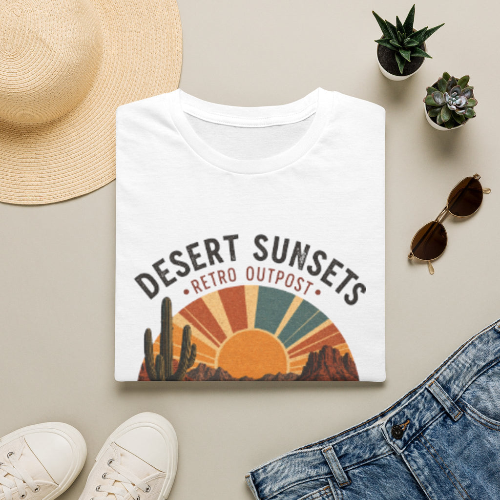 Desert Sunsets T-Shirt — Retro Outpost 'Roam Far • Stay Wild' Graphic Tee