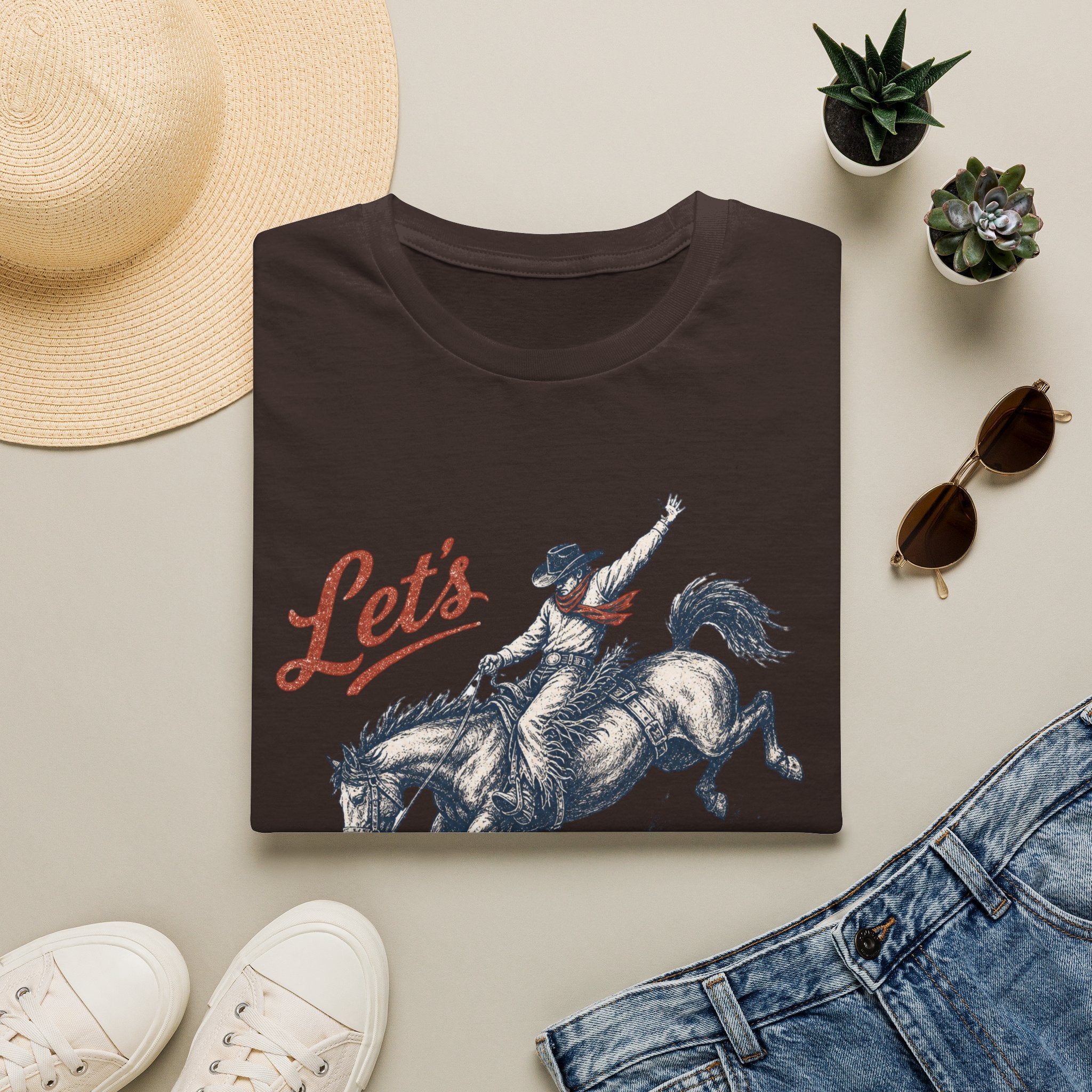 Let's Rodeo T‑Shirt — Vintage Bucking Bronco Western Graphic Tee
