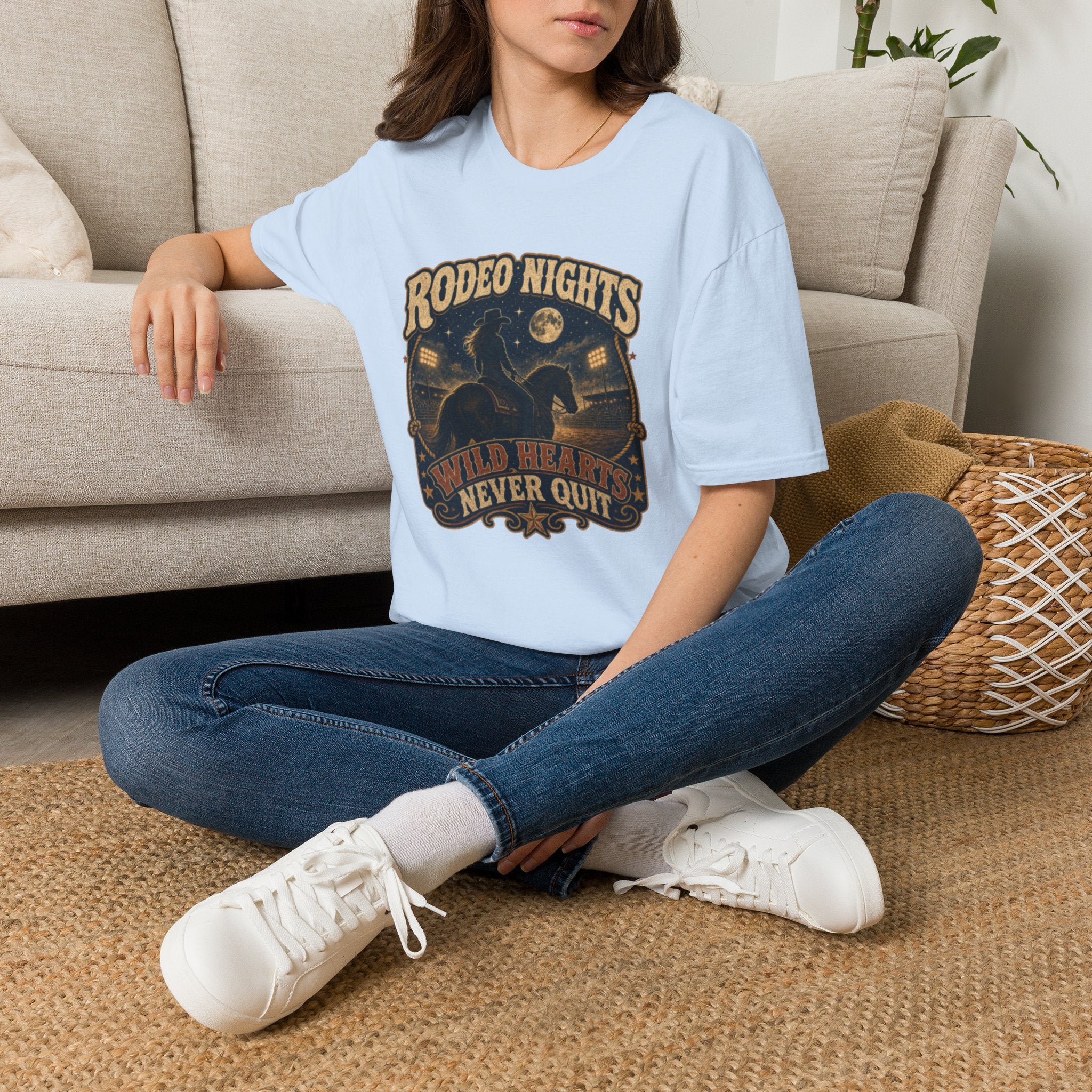 Rodeo Nights T‑Shirt — Wild Hearts Never Quit Western Graphic Tee