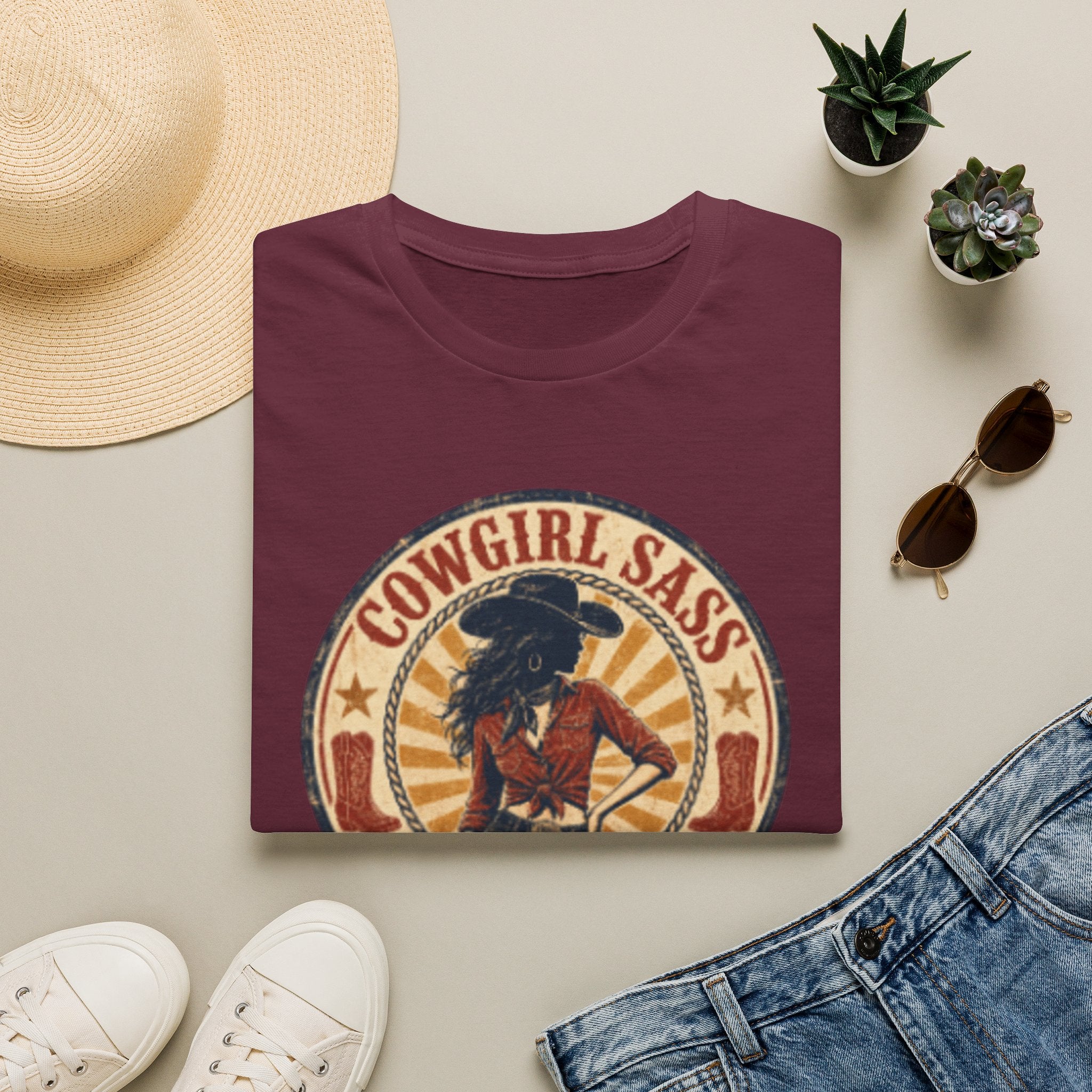 Cowgirl Sass T-Shirt — Retro Western "Handle With Caution" Graphic Tee