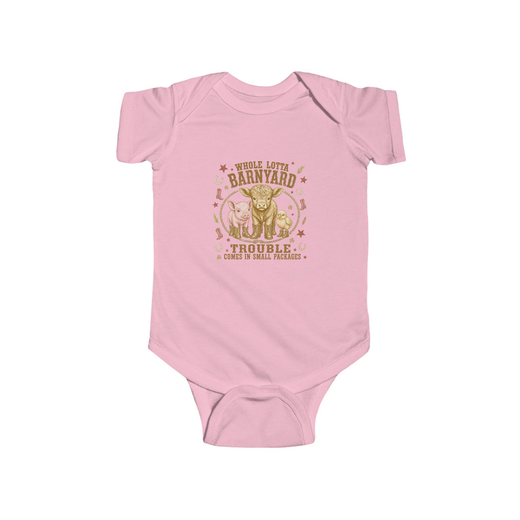 Baby Bodysuit - 'Trouble in the Barnyard' Rustic Farm Animals Onesie