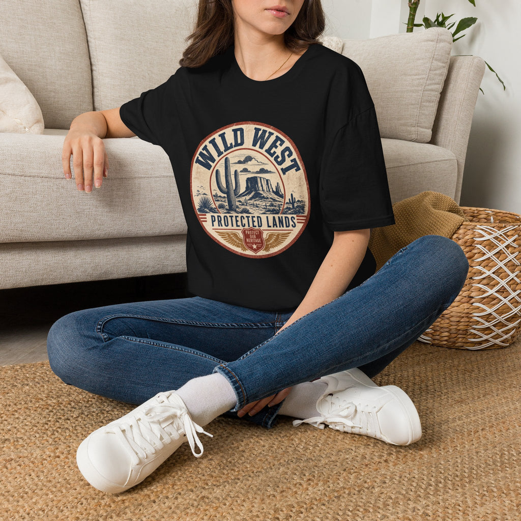 Wild West Vintage T-Shirt — "Wild West Protected Lands" Desert Cactus Graphic